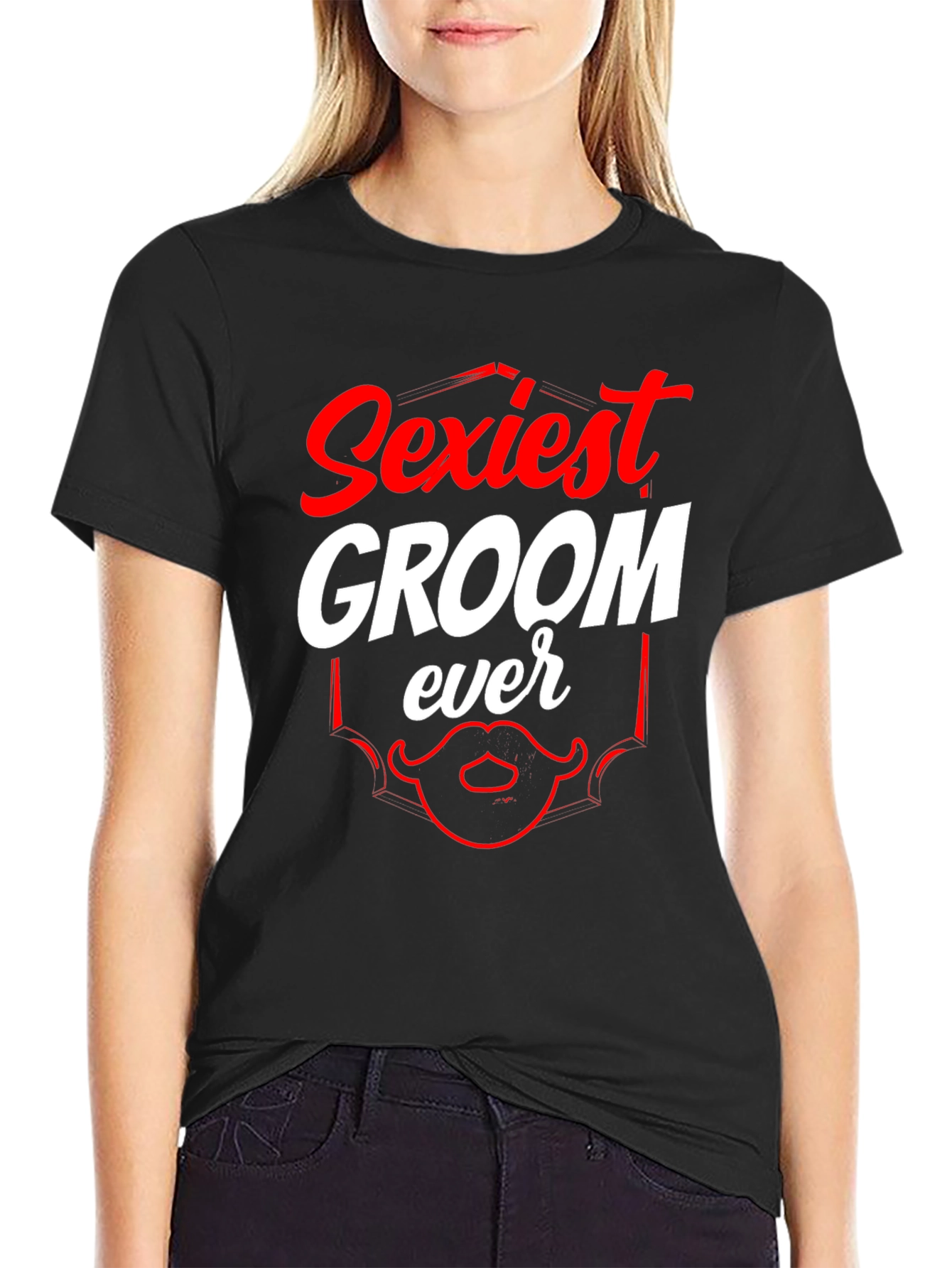 Black Sexiest Groom Ever T-Shirt, Funny Wedding Tee view 2