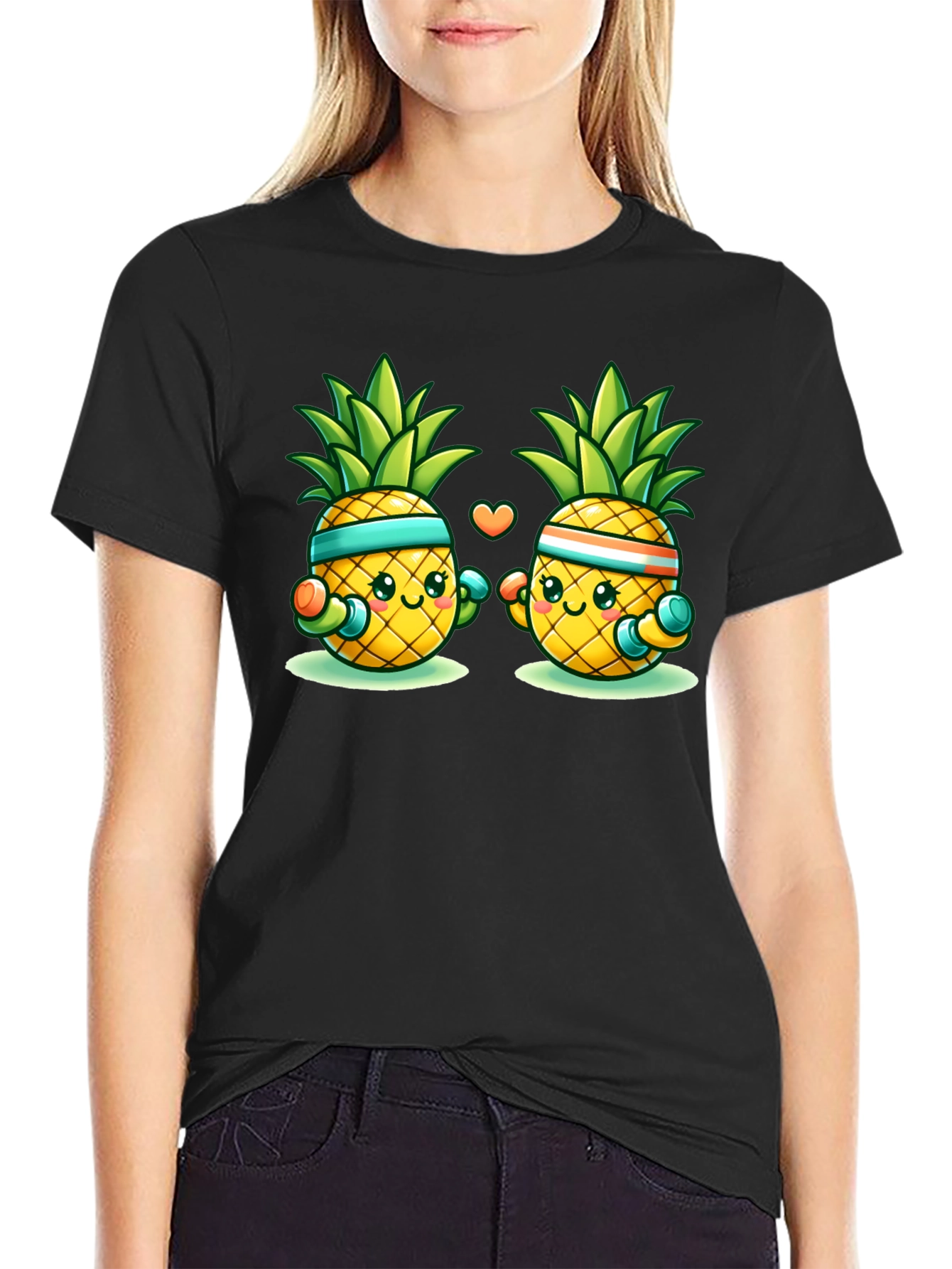 Black Workout Pineapple Graphic Tee view 2