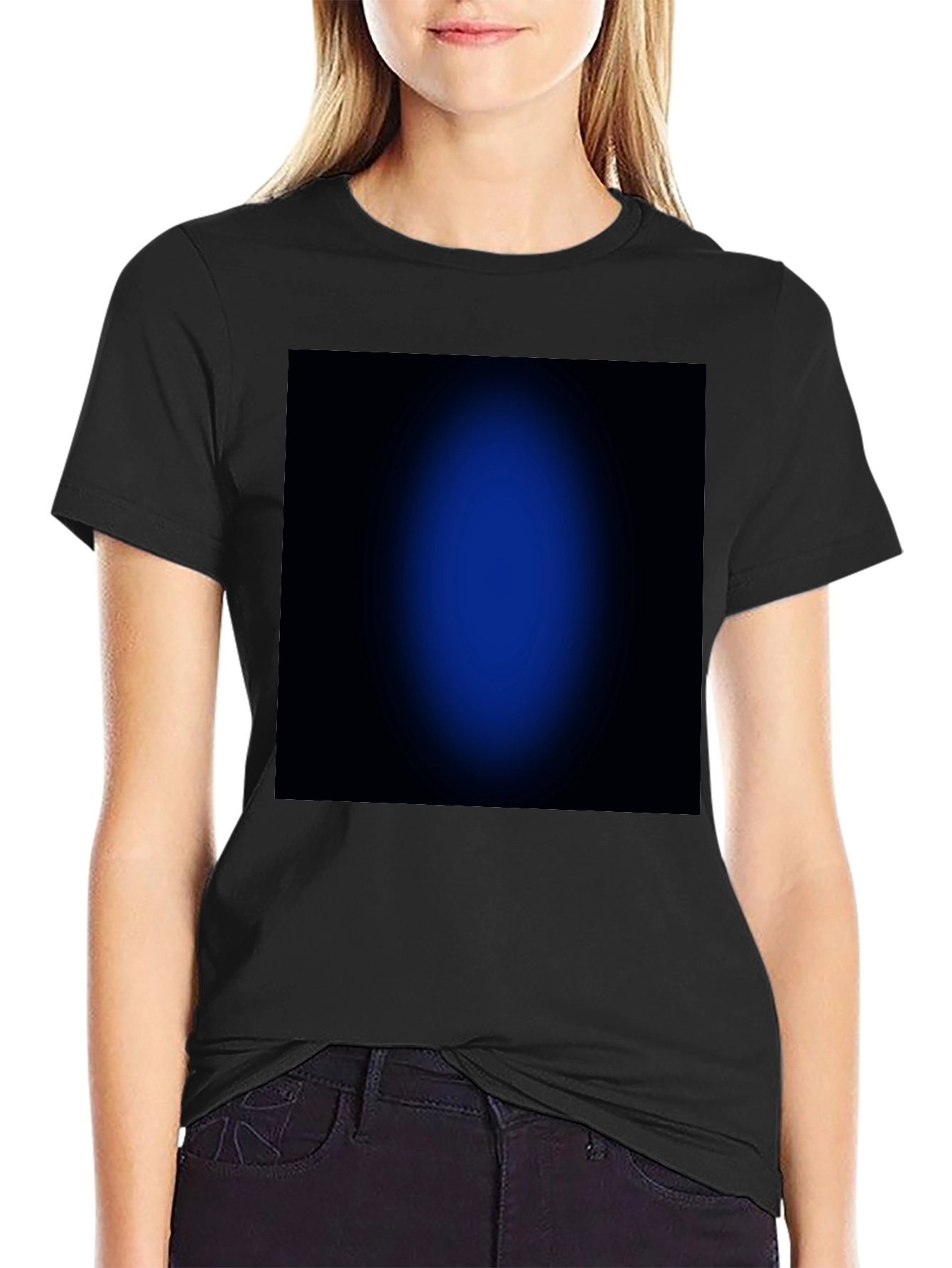 Black Black T-Shirt with Abstract Blue Design view 2