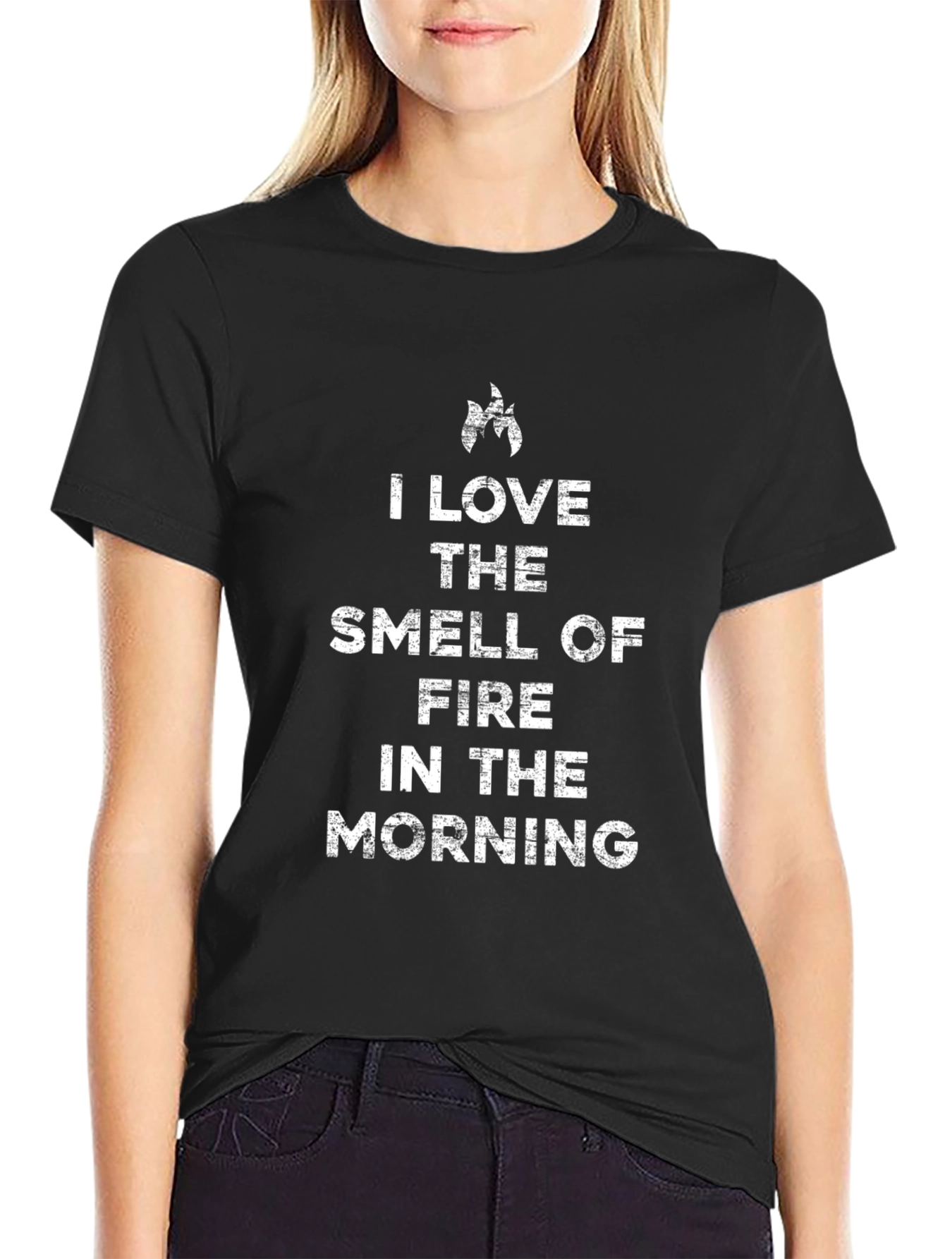 Black I Love the Smell of Fire in the Morning Graphic Tee view 2