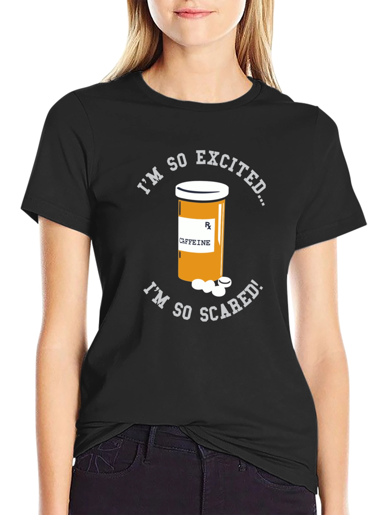 Black I'm So Excited Caffeine T-Shirt view 2