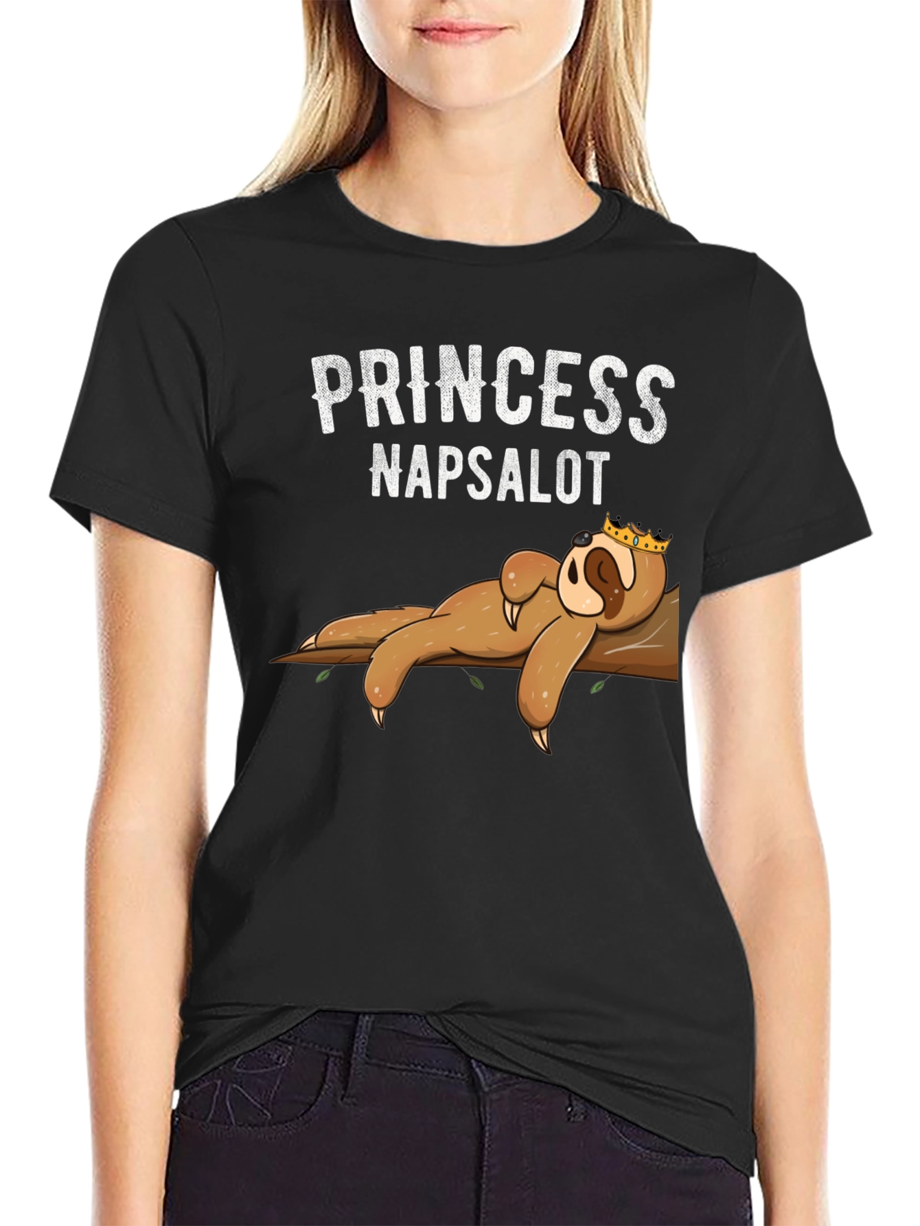 Black Princess Napsalot Sloth Graphic T-Shirt view 2