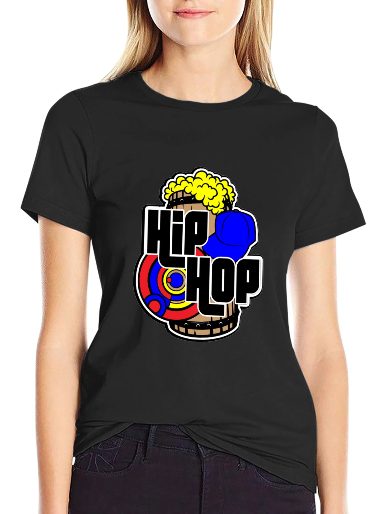 Black Hip Hop Graphic Black Tee view 2