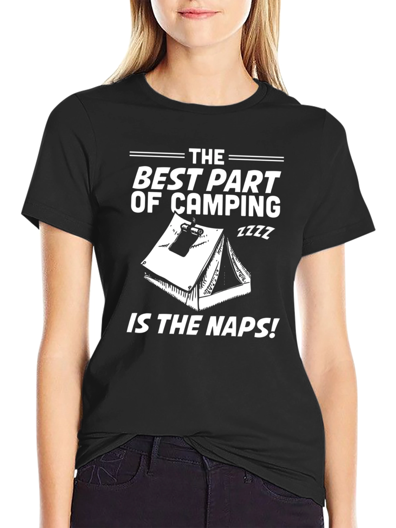 Black Camping Naps Graphic Tee - The Best Part of Camping T-Shirt view 2