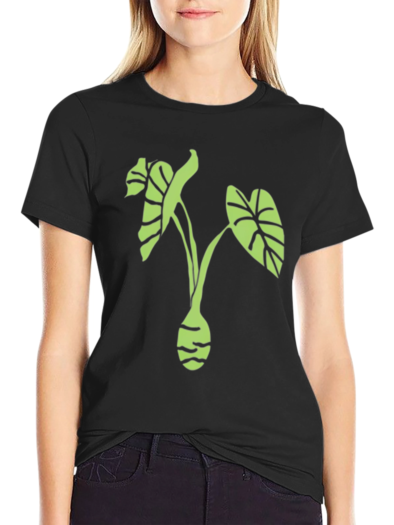 Black Botanical Graphic T-Shirt - Black Cotton Tee view 2