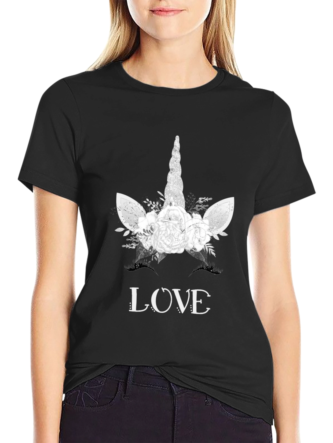 Black Unicorn Love Tee - Floral Magic view 2