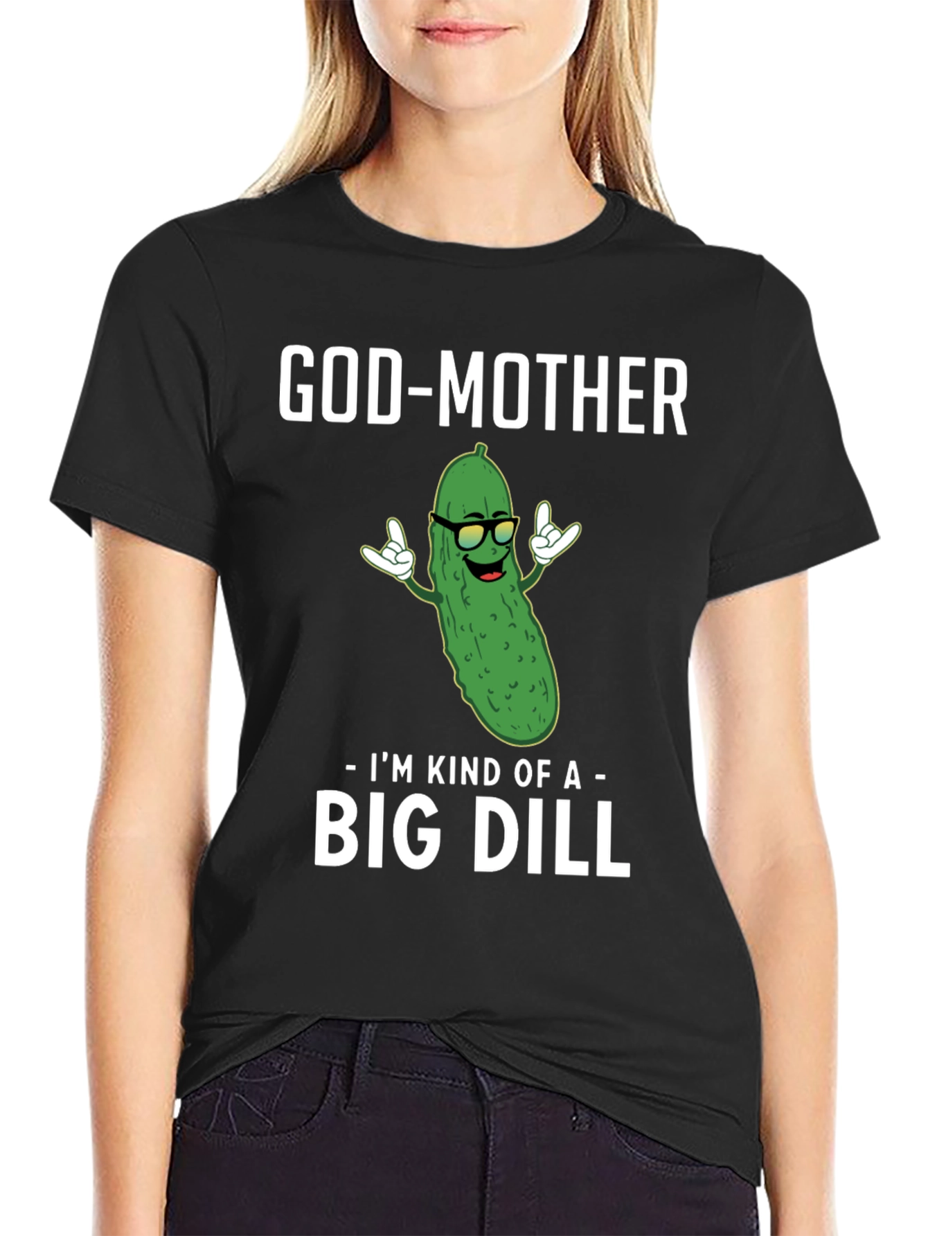 Black God-Mother Big Dill Graphic T-Shirt view 2