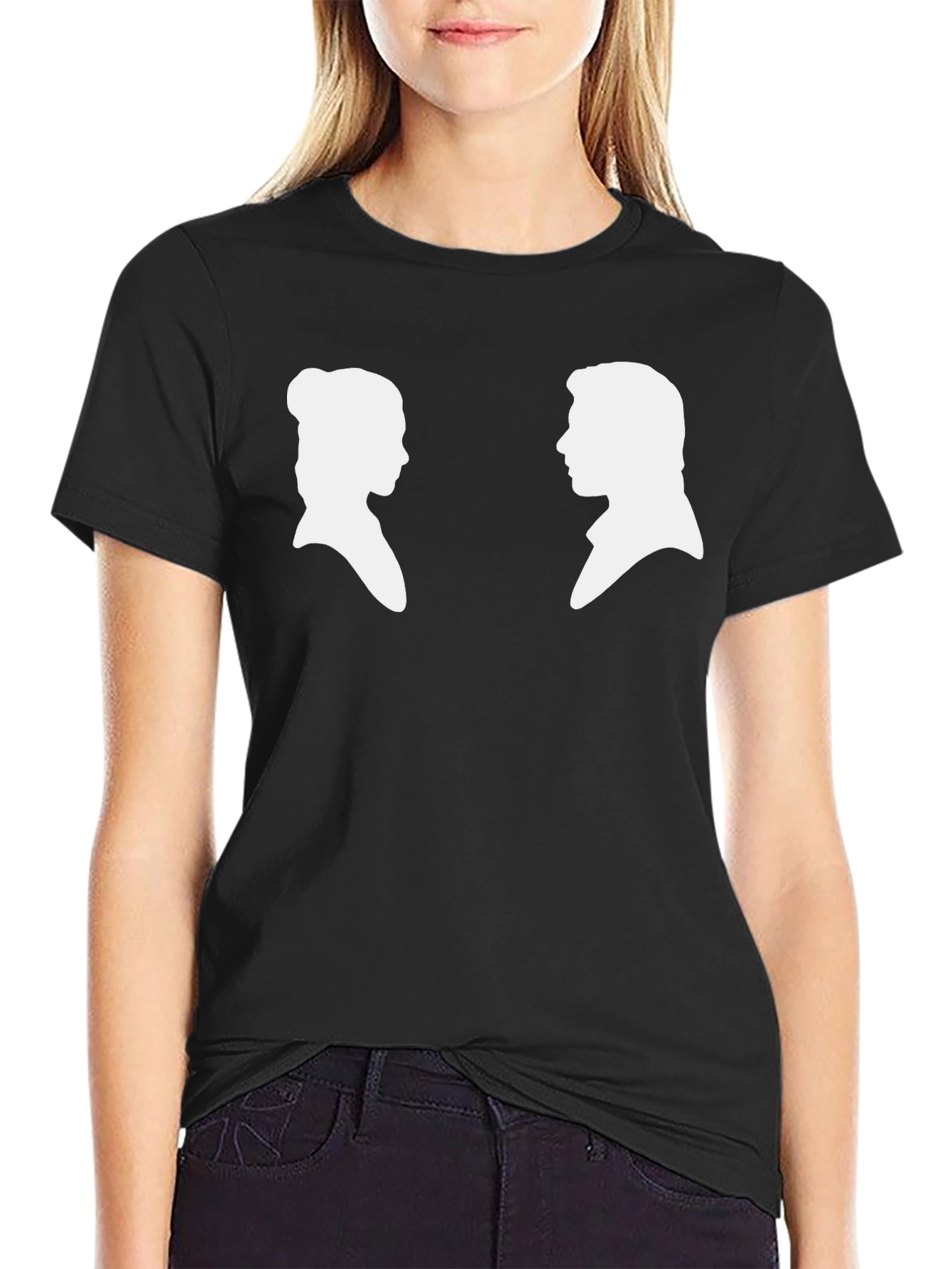 Black Silhouette Couple Graphic Tee - Black view 2