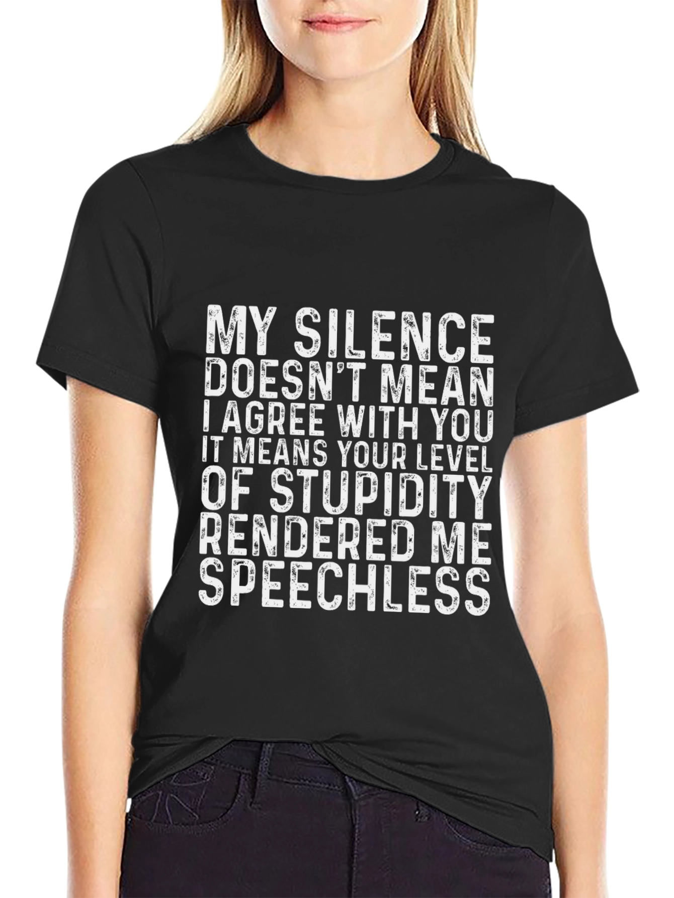 Black Funny 'My Silence' Graphic T-Shirt view 2