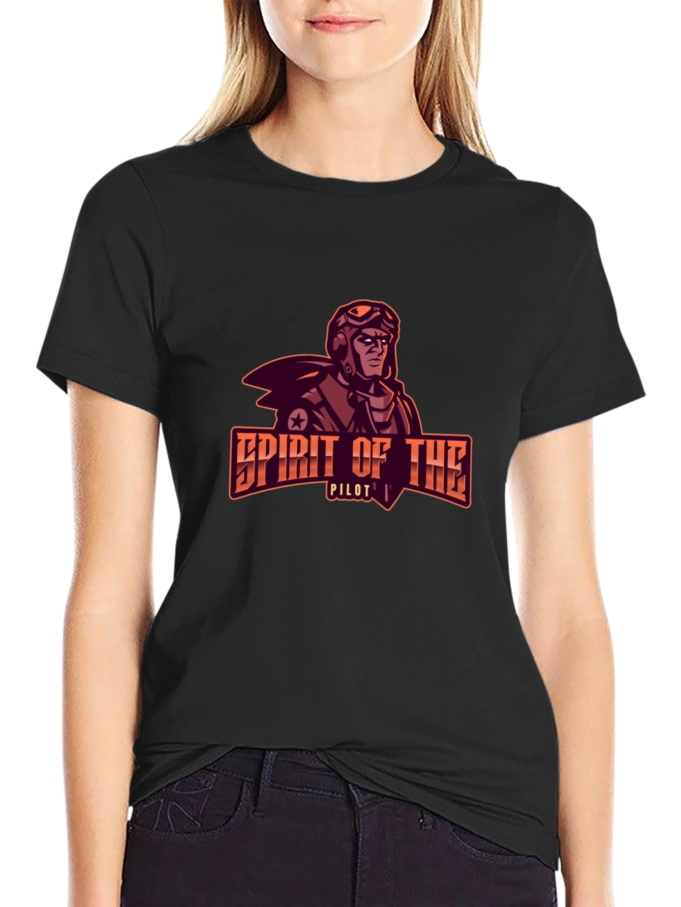 Black Spirit of the Pilot Graphic T-Shirt view 2