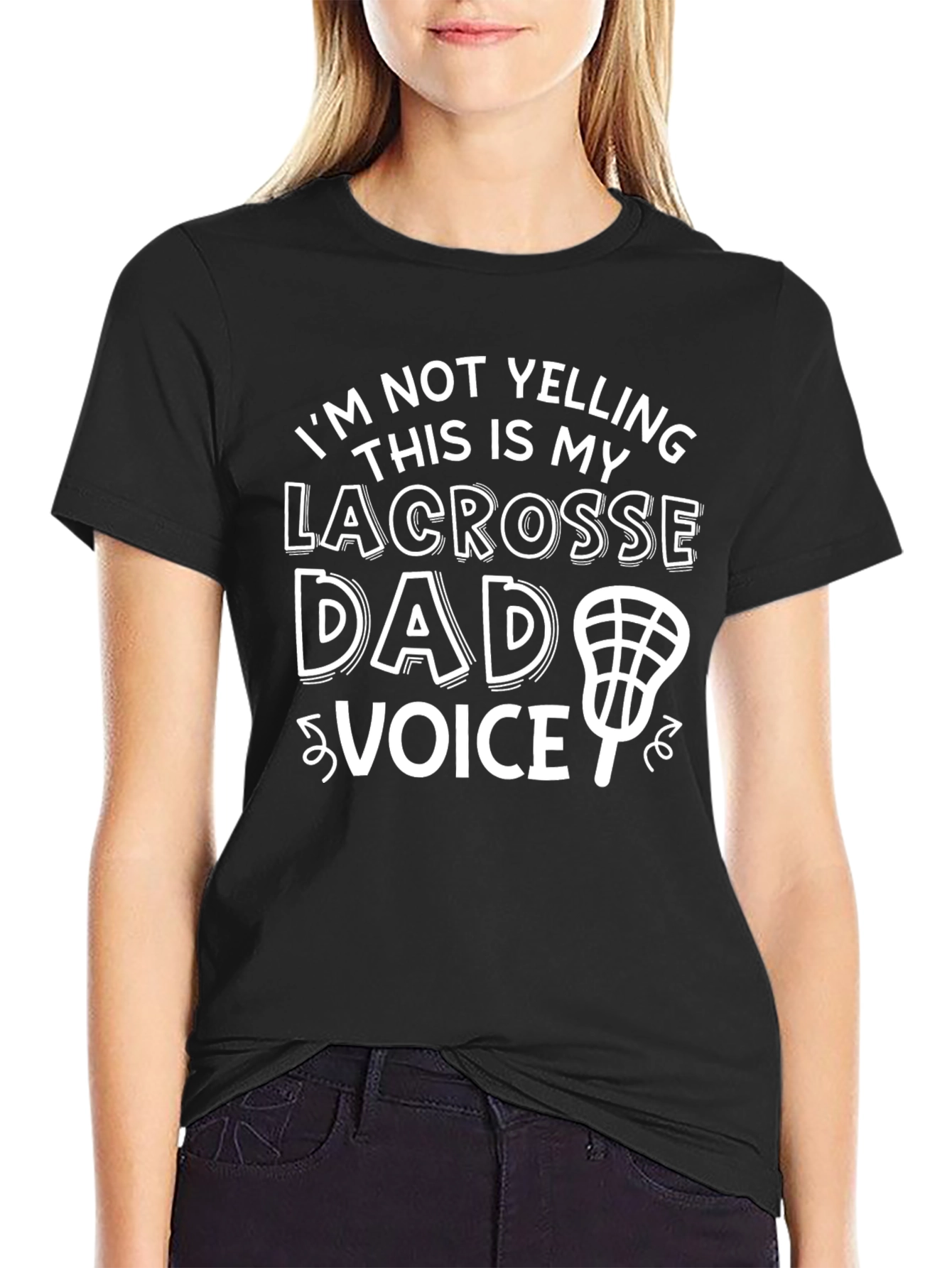 Black Lacrosse Dad Voice T-Shirt - Novelty Apparel view 2