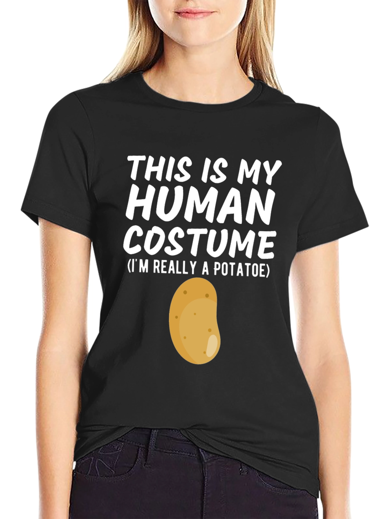 Black Funny Potato Costume T-Shirt view 2