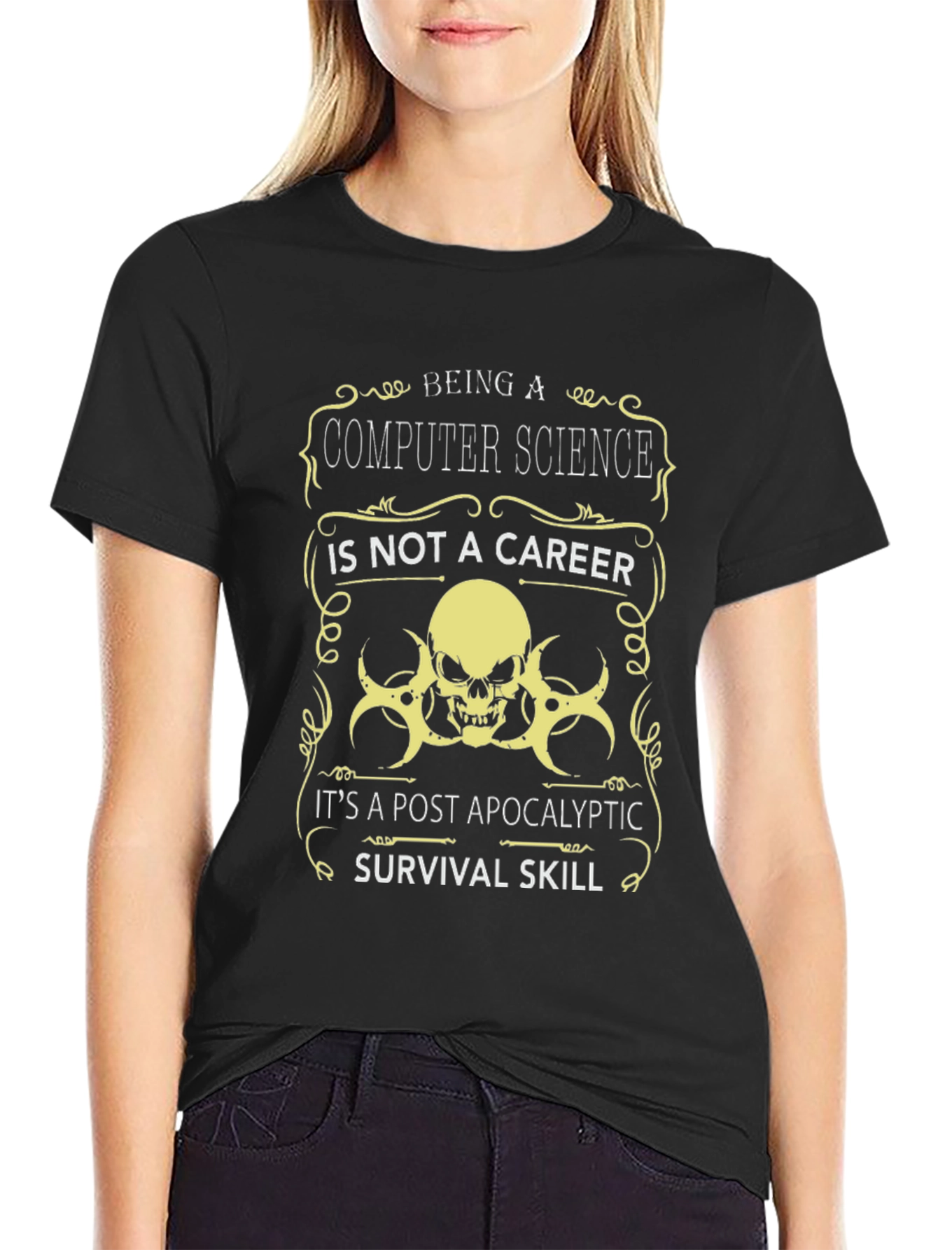 Black Computer Science Post-Apocalyptic Survival Skill T-Shirt view 2