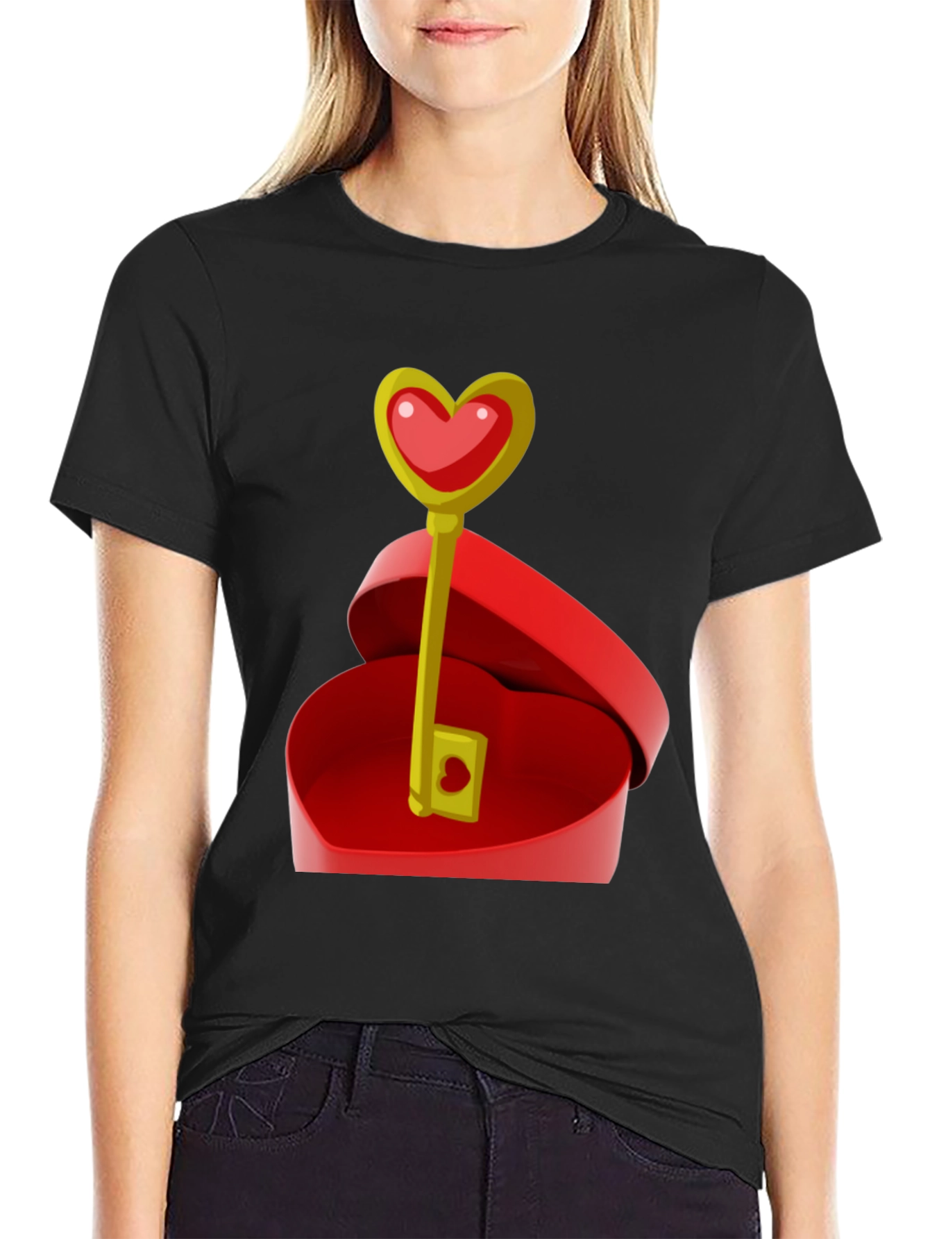 Black Heart Key Graphic Tee - Unlock Your Love! view 2