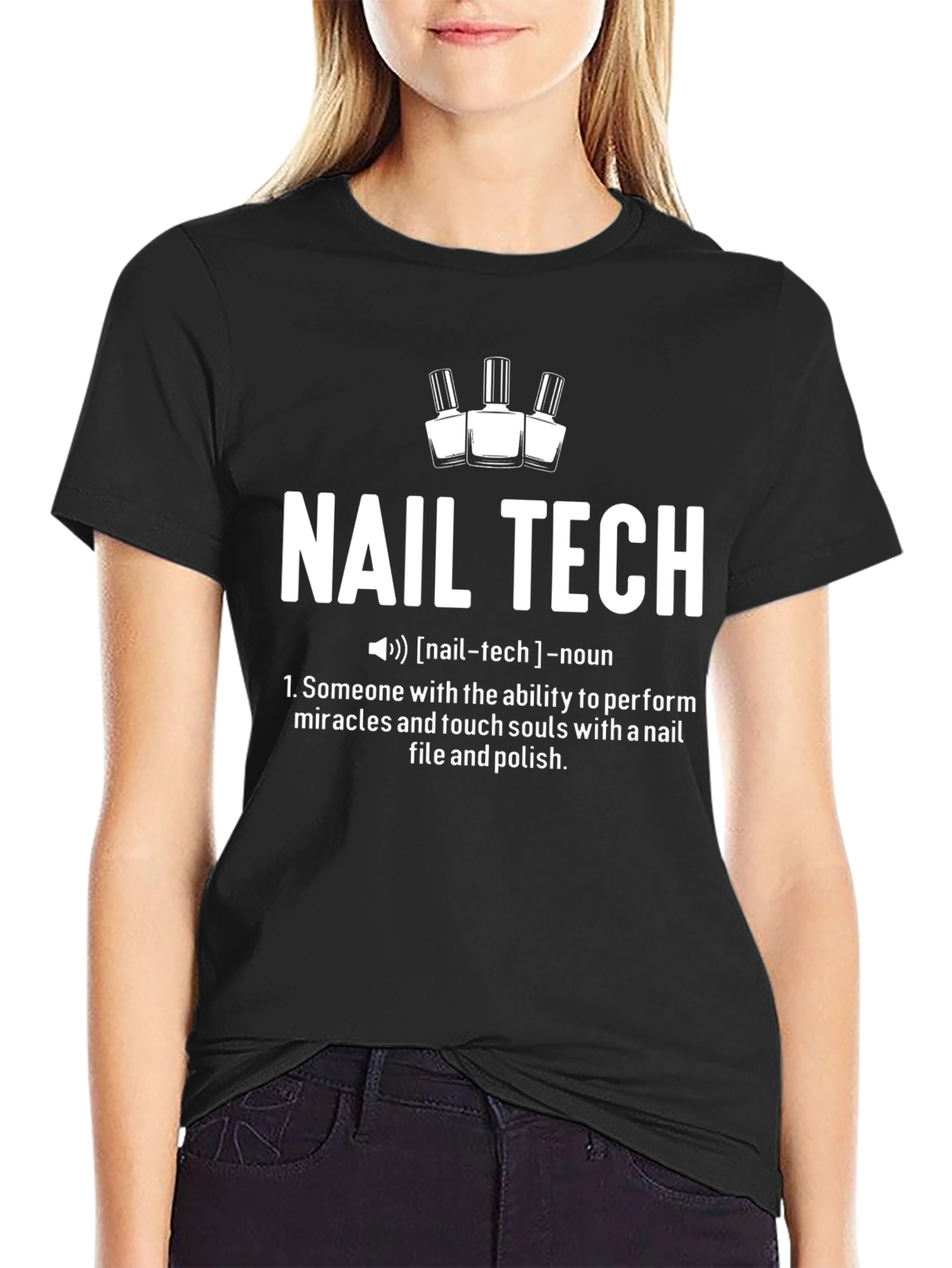 Black Nail Tech Definition Graphic Tee view 2