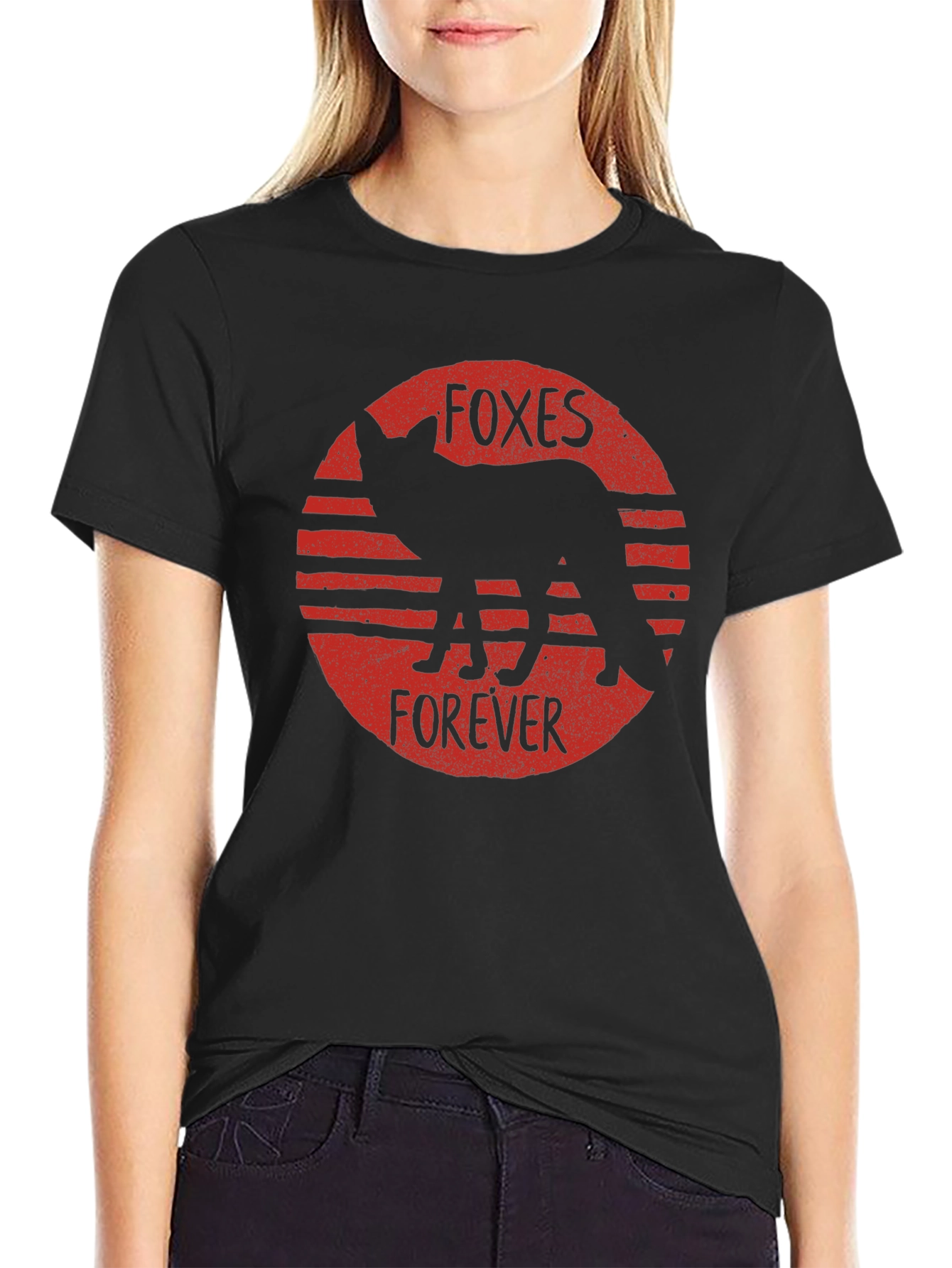 Black Foxes Forever Black Graphic T-Shirt view 2