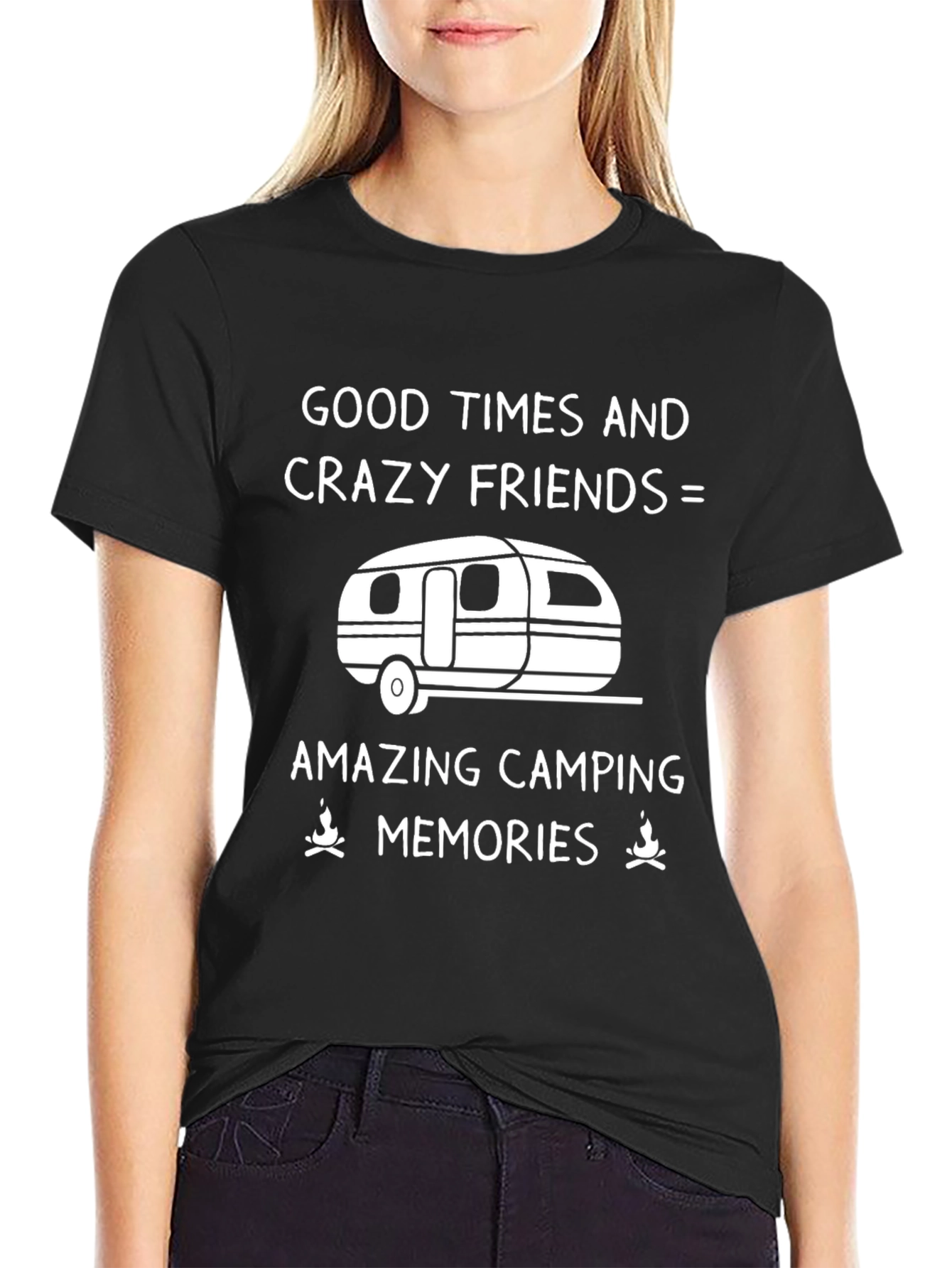 Black Camping Memories T-Shirt - Good Times & Crazy Friends view 2