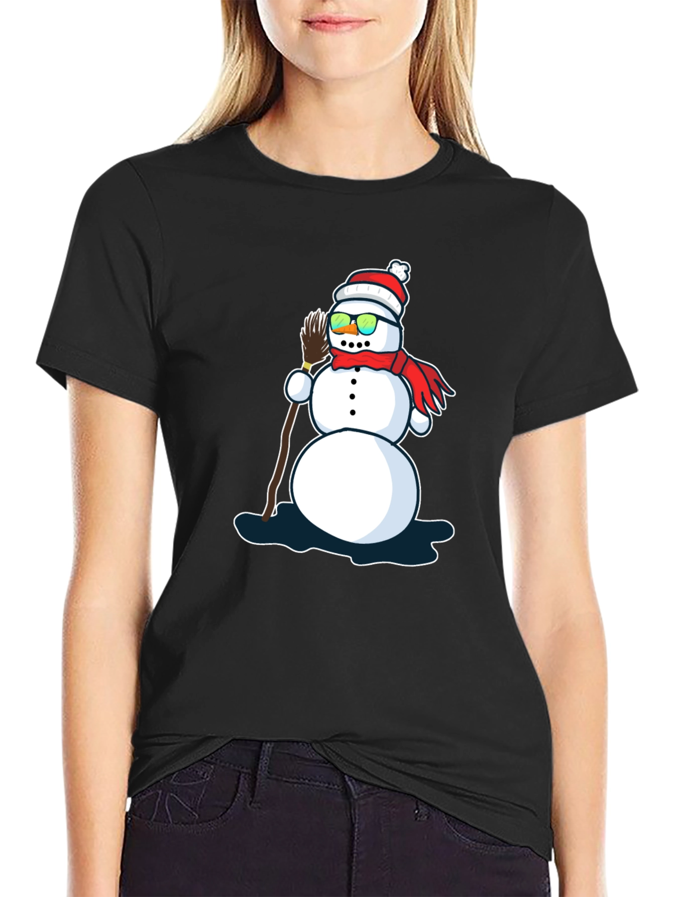 Black Cool Snowman T-Shirt view 2