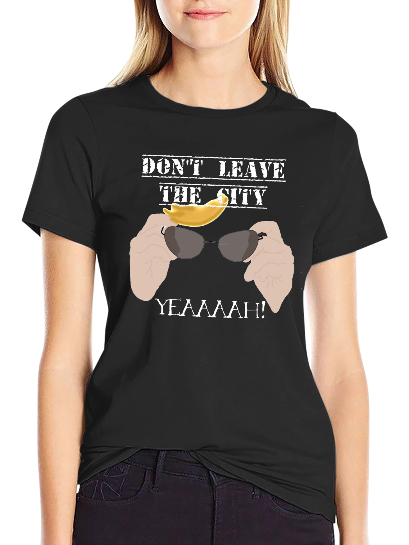 Black Don't Leave the City T-Shirt - Funny Graphic Tee view 2