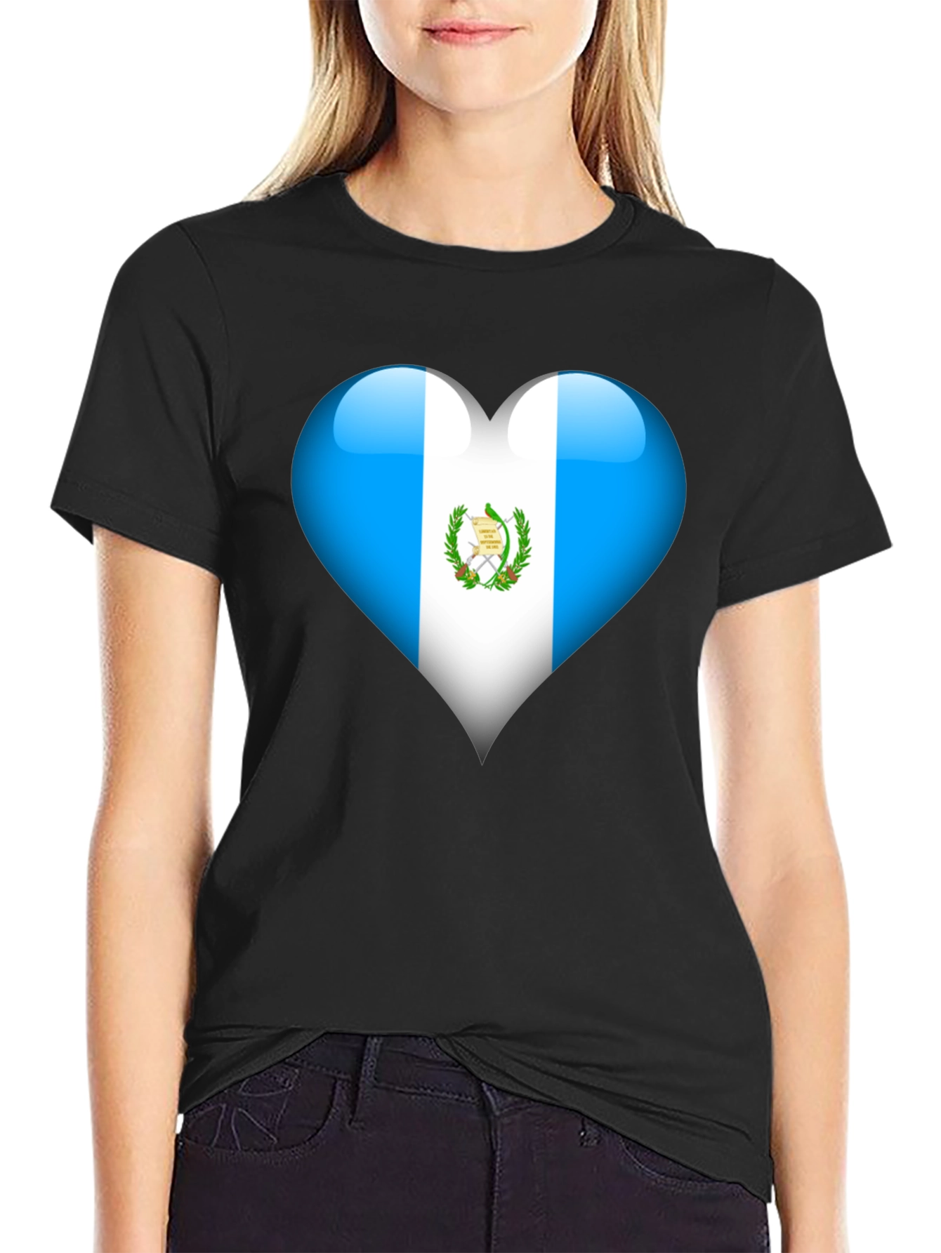 Guatemala Flag Heart T-Shirt - Black - 2