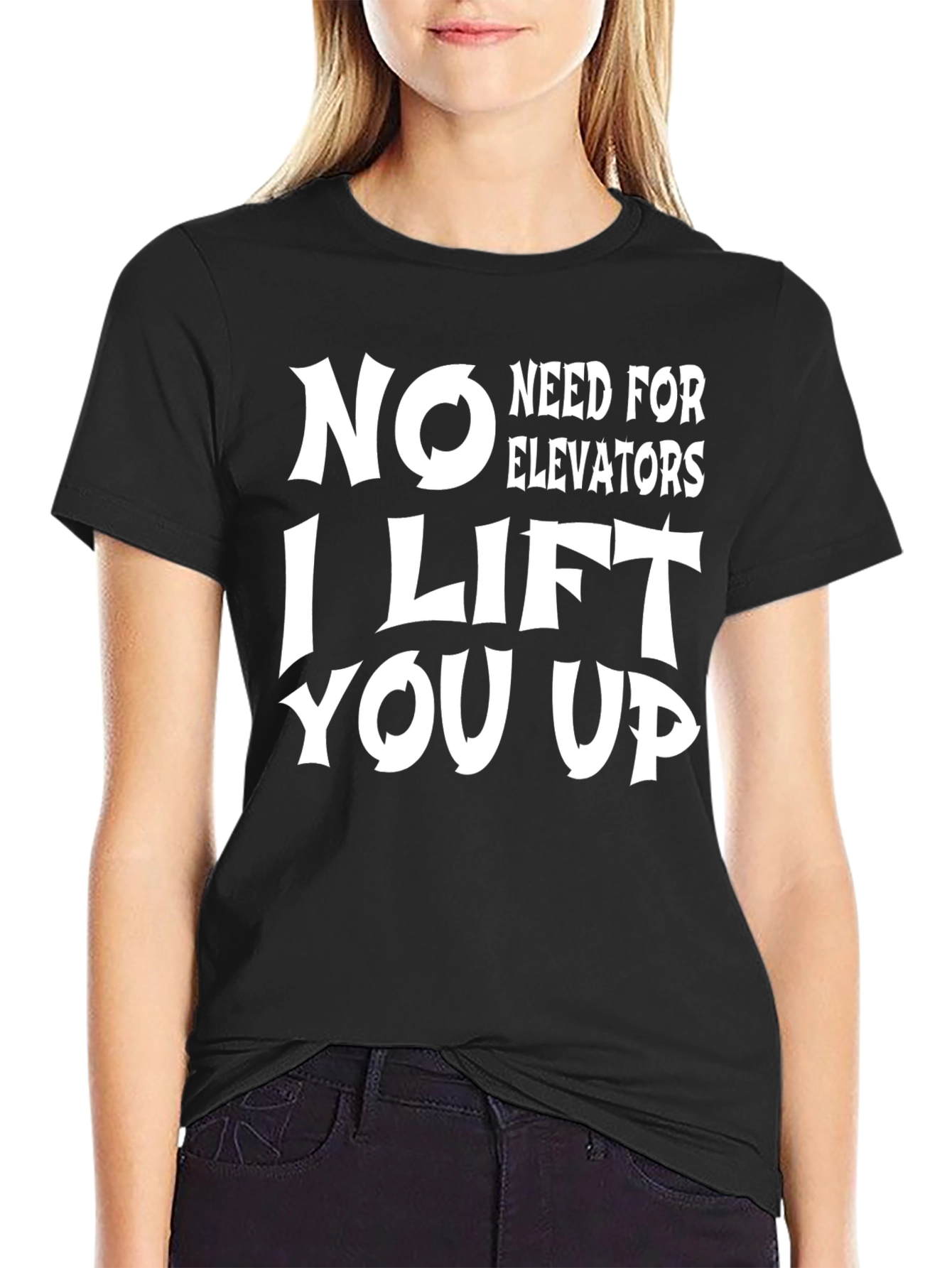 Black Funny "I Lift You Up" Graphic Tee view 2