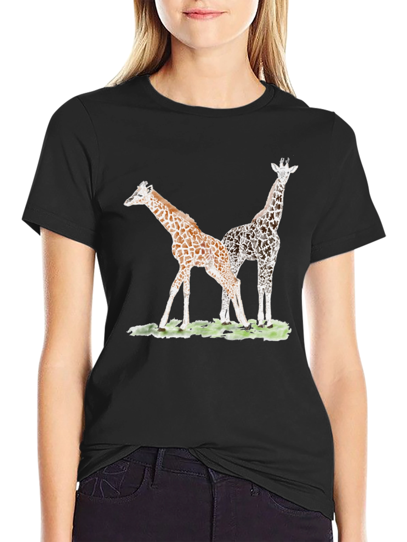Black Giraffe Graphic Tee - Unique Animal Print T-Shirt view 2
