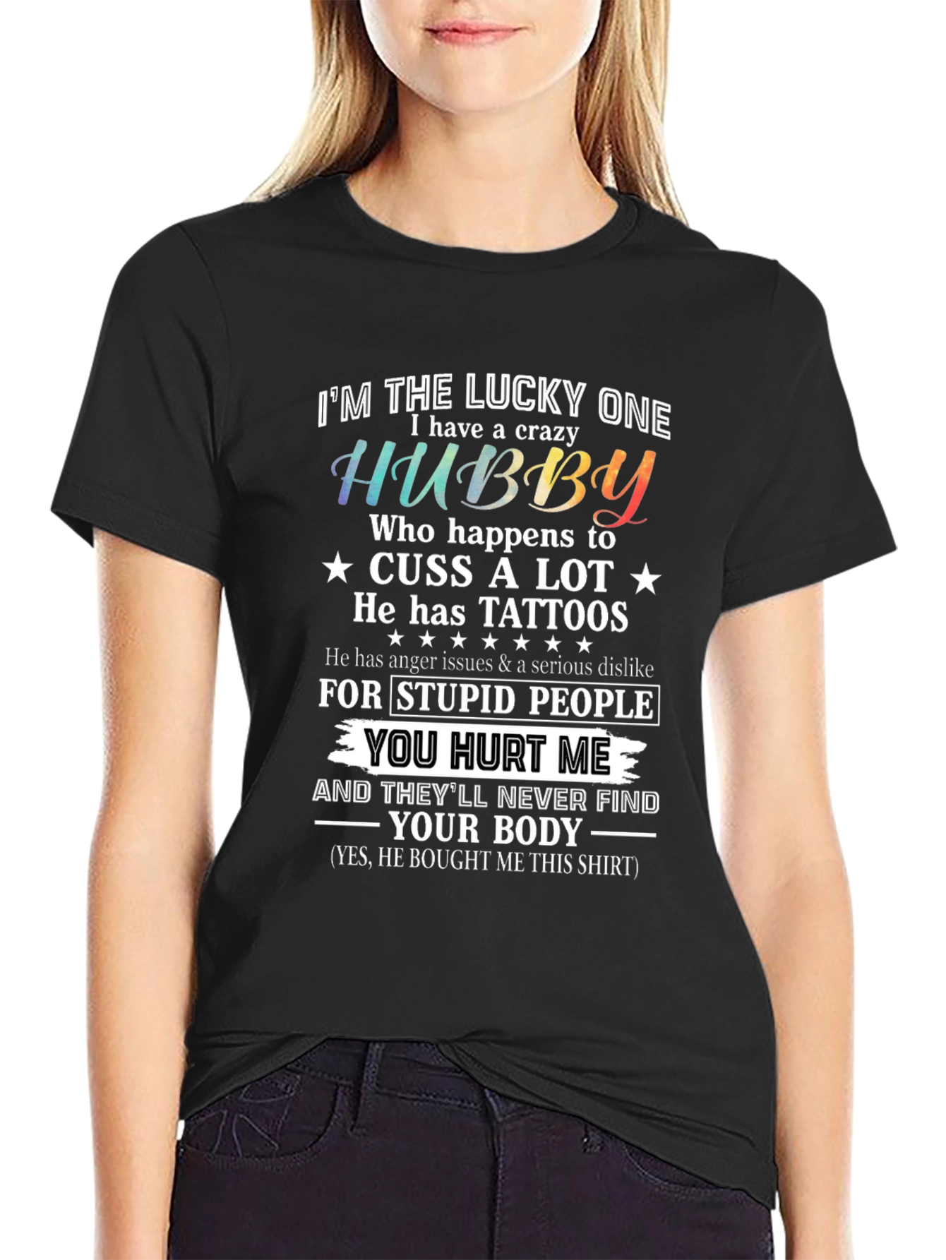 Black Crazy Hubby Graphic Tee - Husband Gift view 2