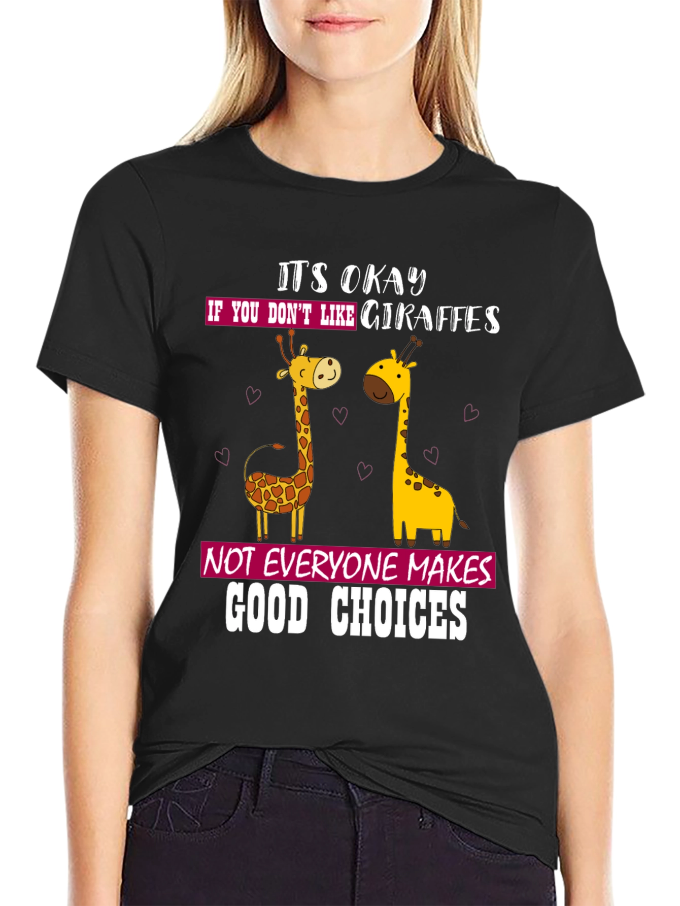 Black Giraffe Lover Humor Tee - Funny Animal T-Shirt view 2