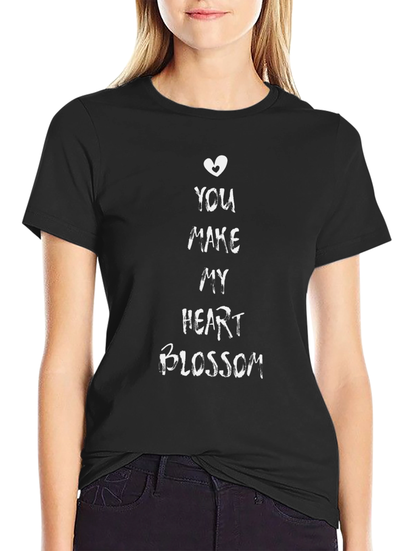 Black Heart Blossom Black T-Shirt view 2