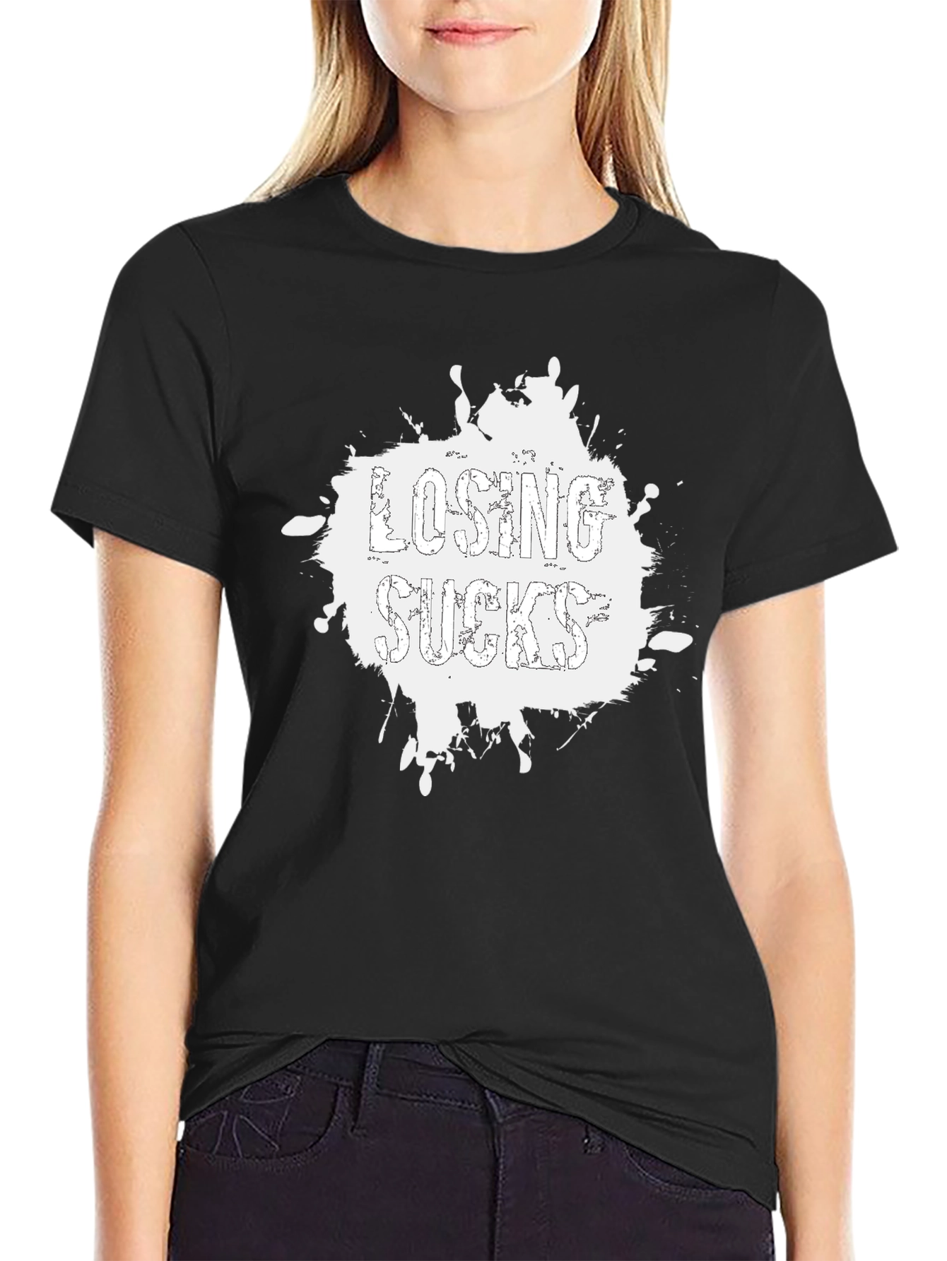 Black Losing Sucks Graphic T-Shirt - Stylish Men's Black Tee view 2