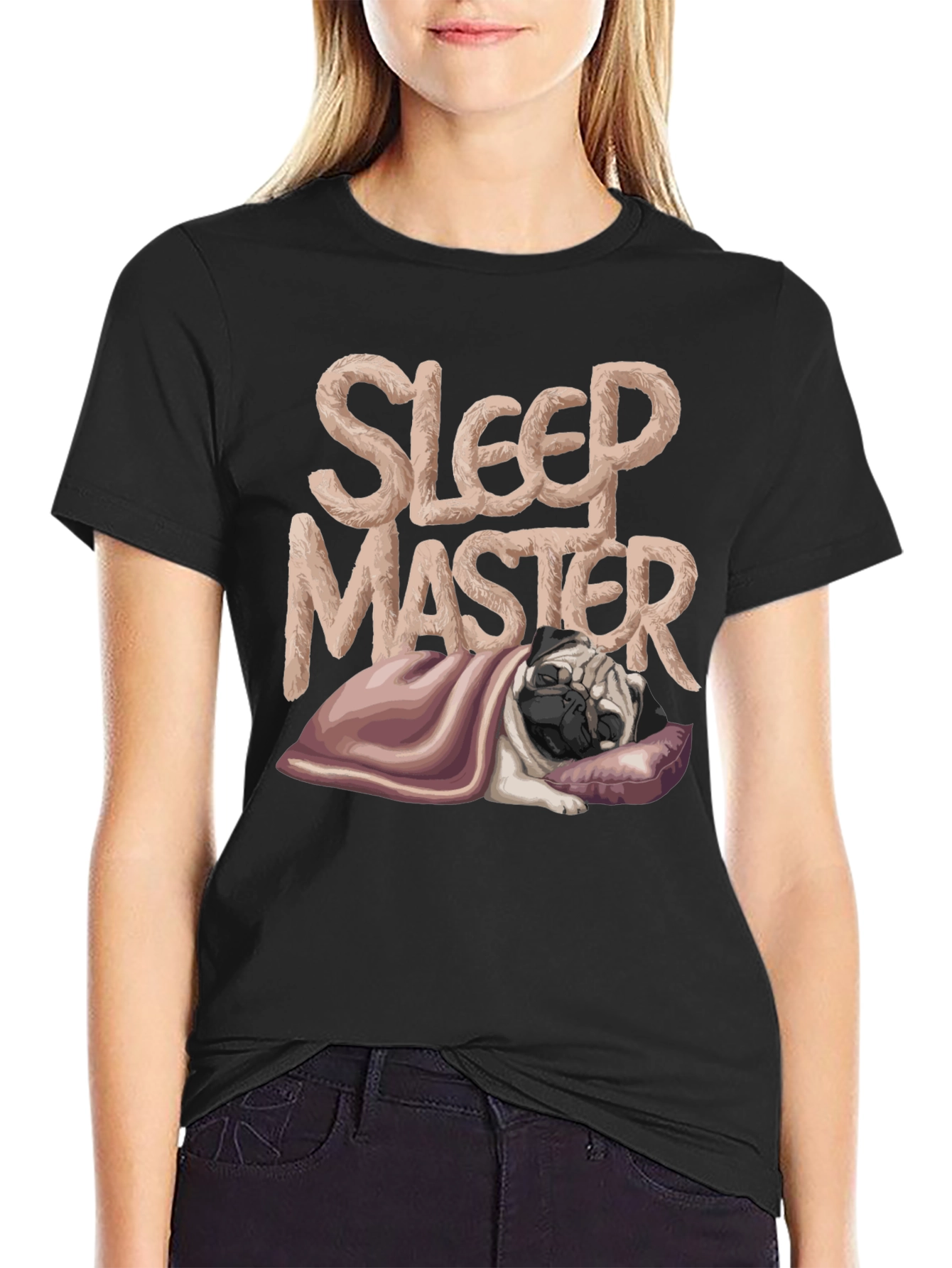 Black Sleep Master Pug T-Shirt - Comfy and Stylish view 2