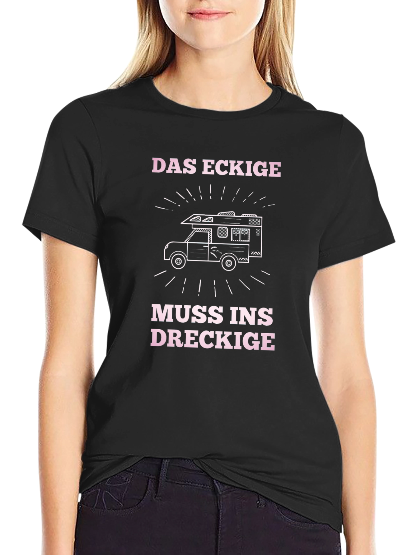 Black Das Eckige Muss Ins Dreckige T-Shirt view 2