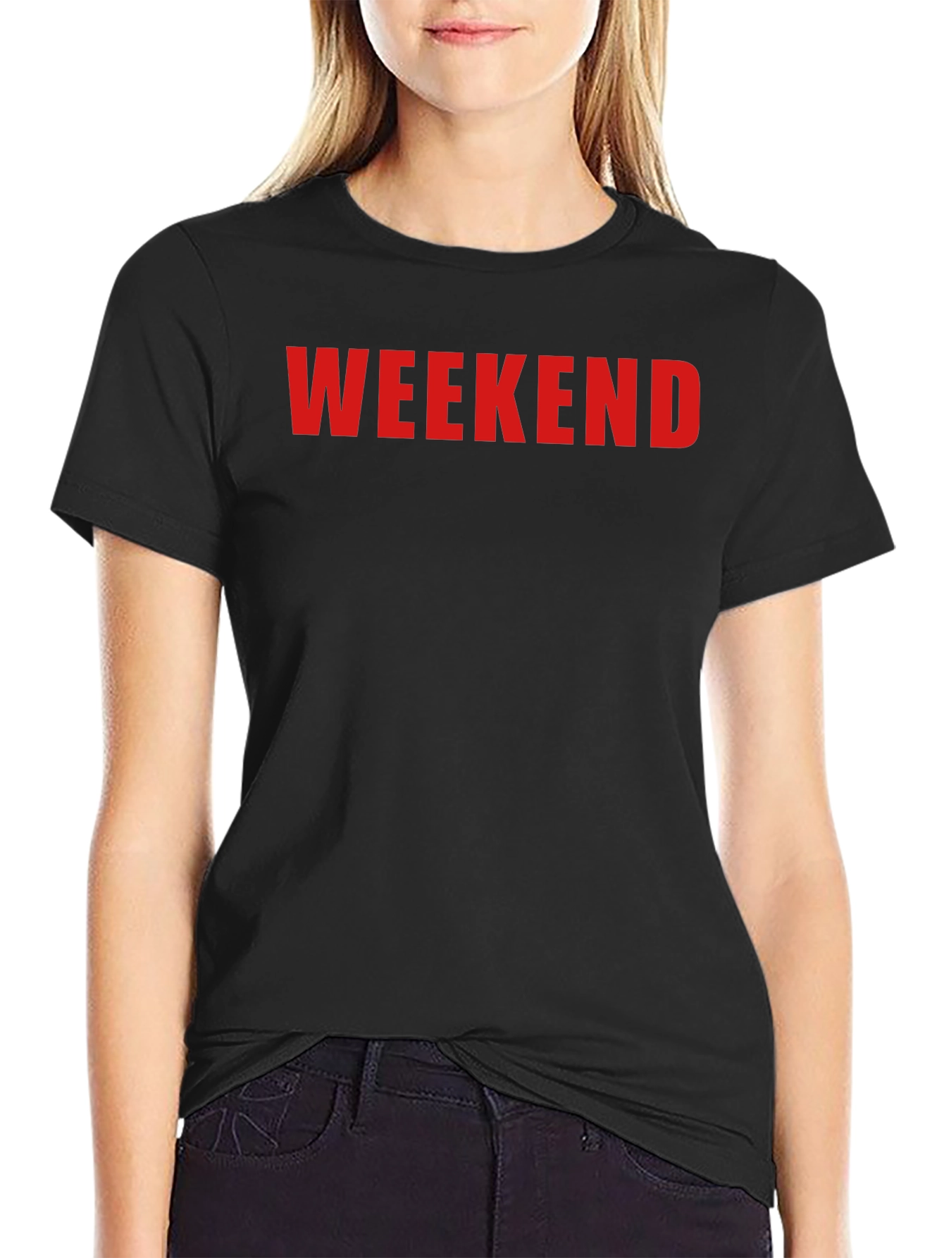 Black Weekend Graphic Tee - Black Cotton Casual Shirt view 2