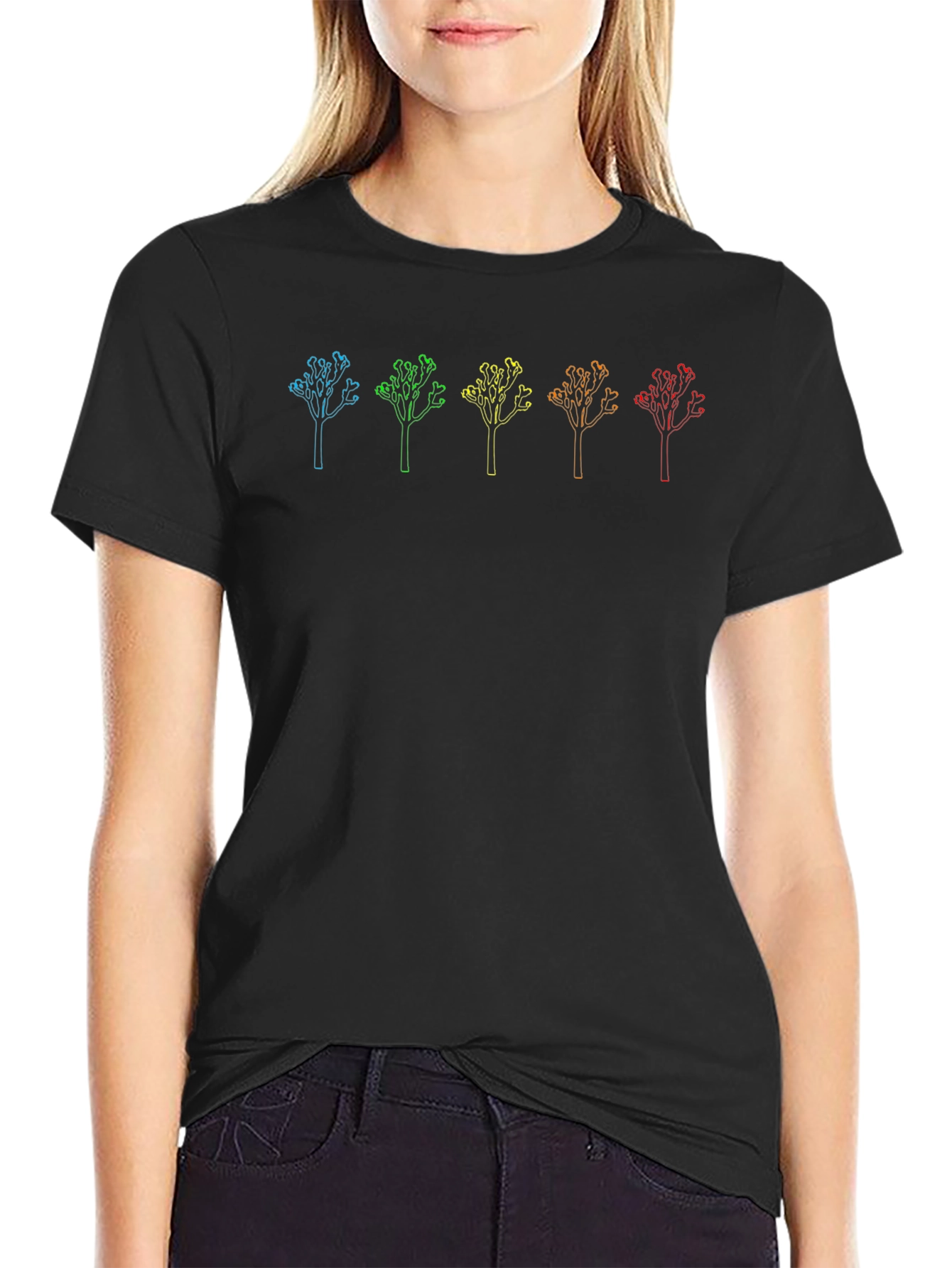 Black Rainbow Joshua Tree Graphic Tee - Black Cotton Blend view 2