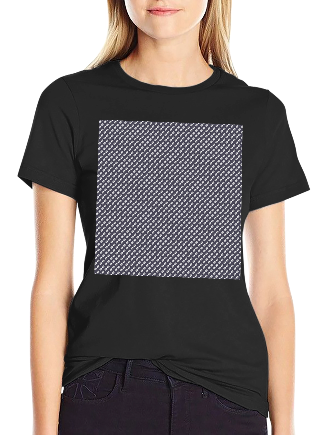 Black Patterned Black T-Shirt - Stylish Casual Wear view 2