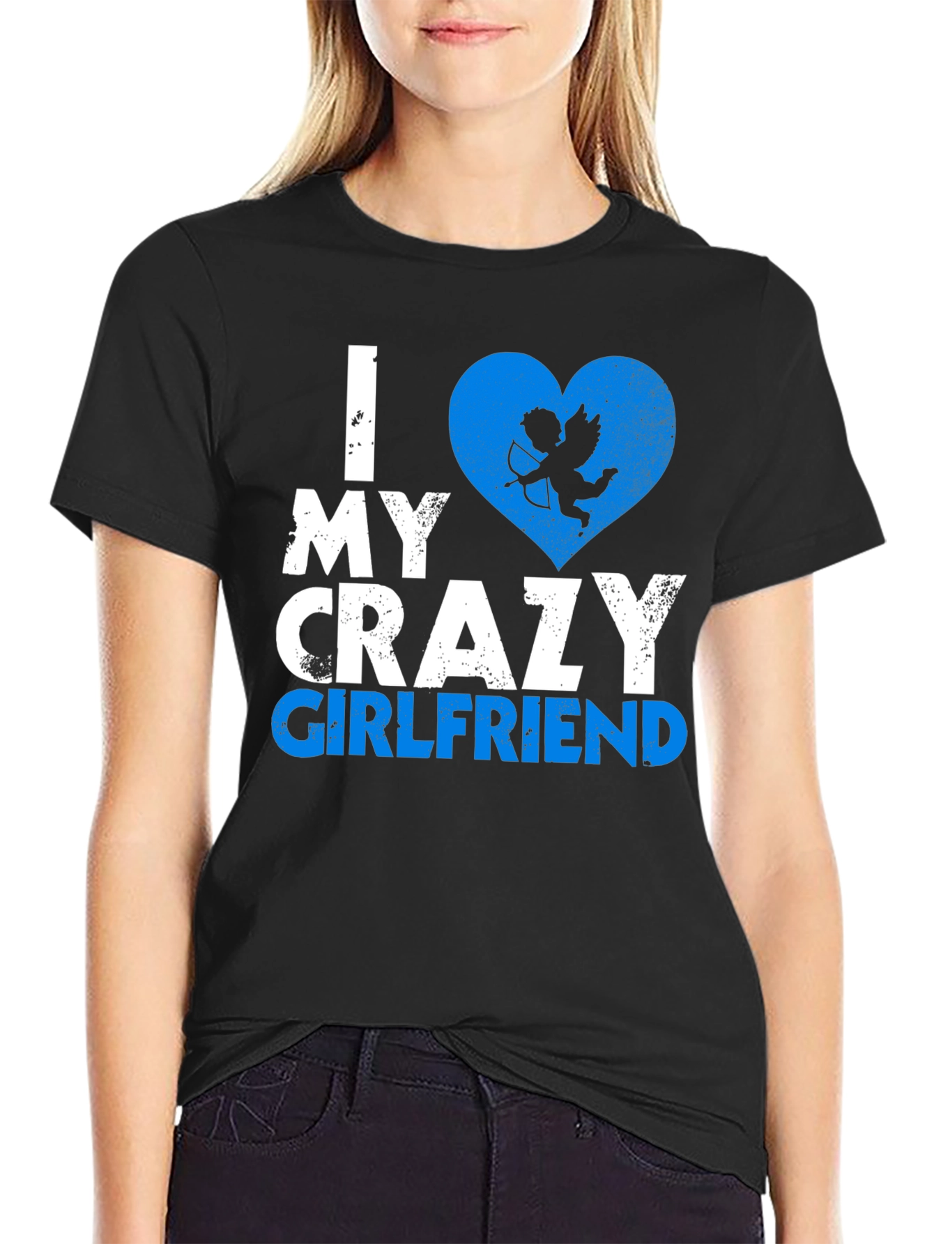 Black I Love My Crazy Girlfriend T-Shirt Valentine's Day Gift view 2