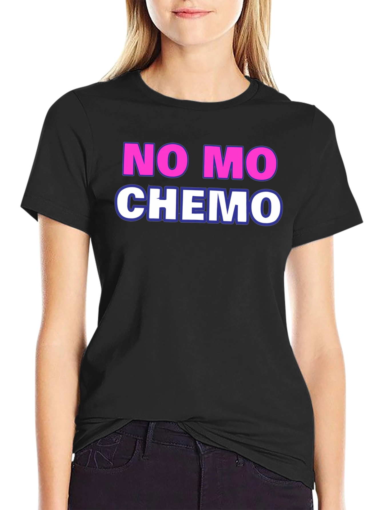 Black No Mo Chemo T-Shirt - Cancer Survivor Tee view 2