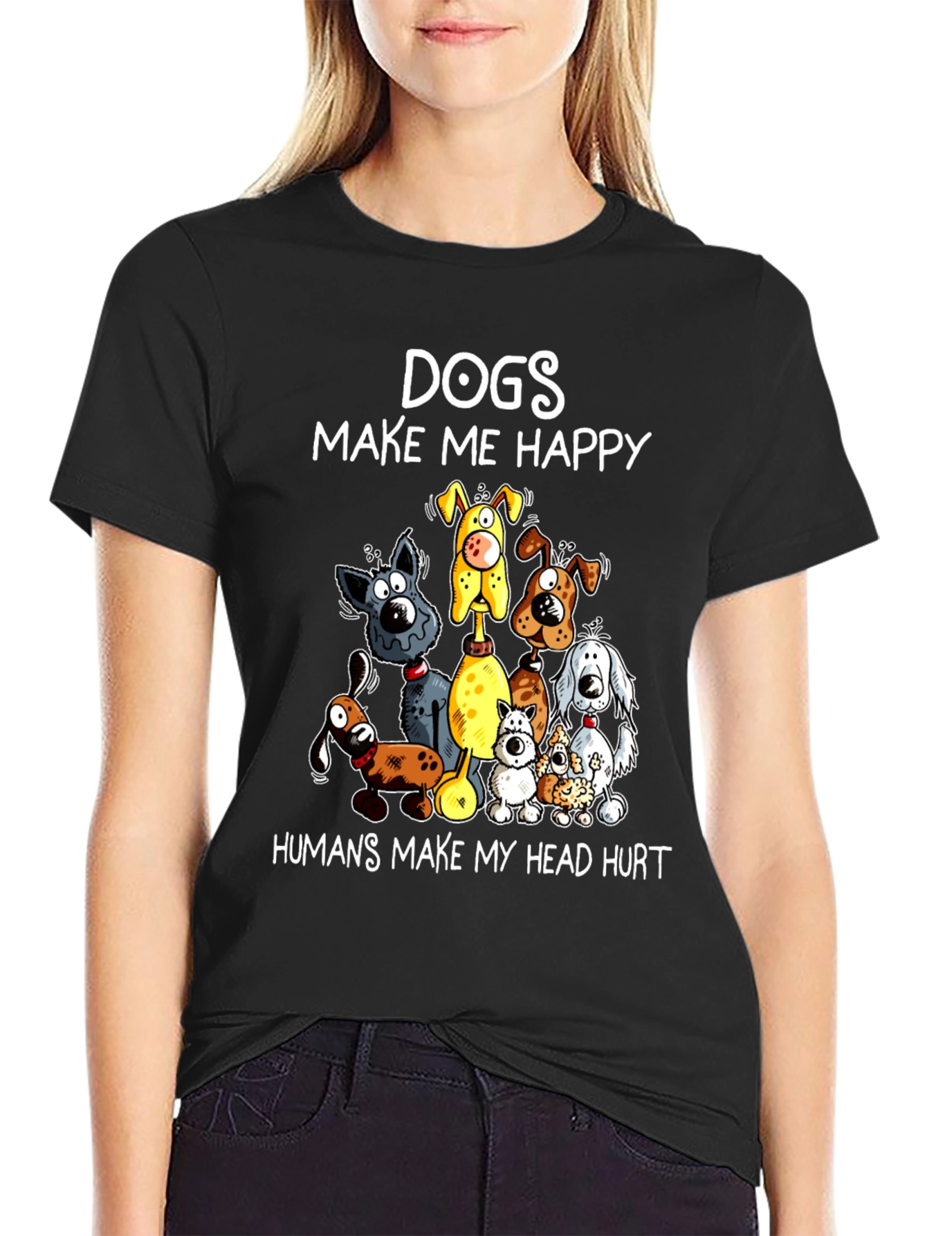 Black Dogs Make Me Happy Graphic T-Shirt view 2