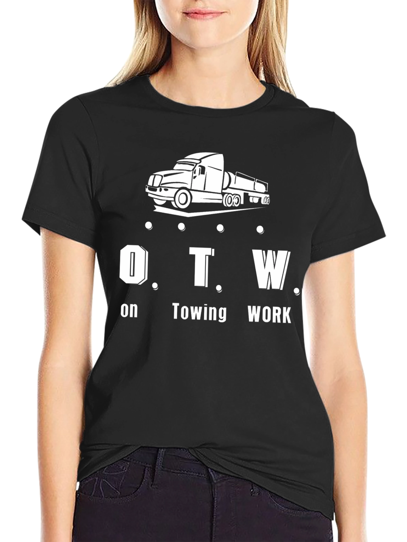 Black OTW Towing Work Graphic Tee view 2