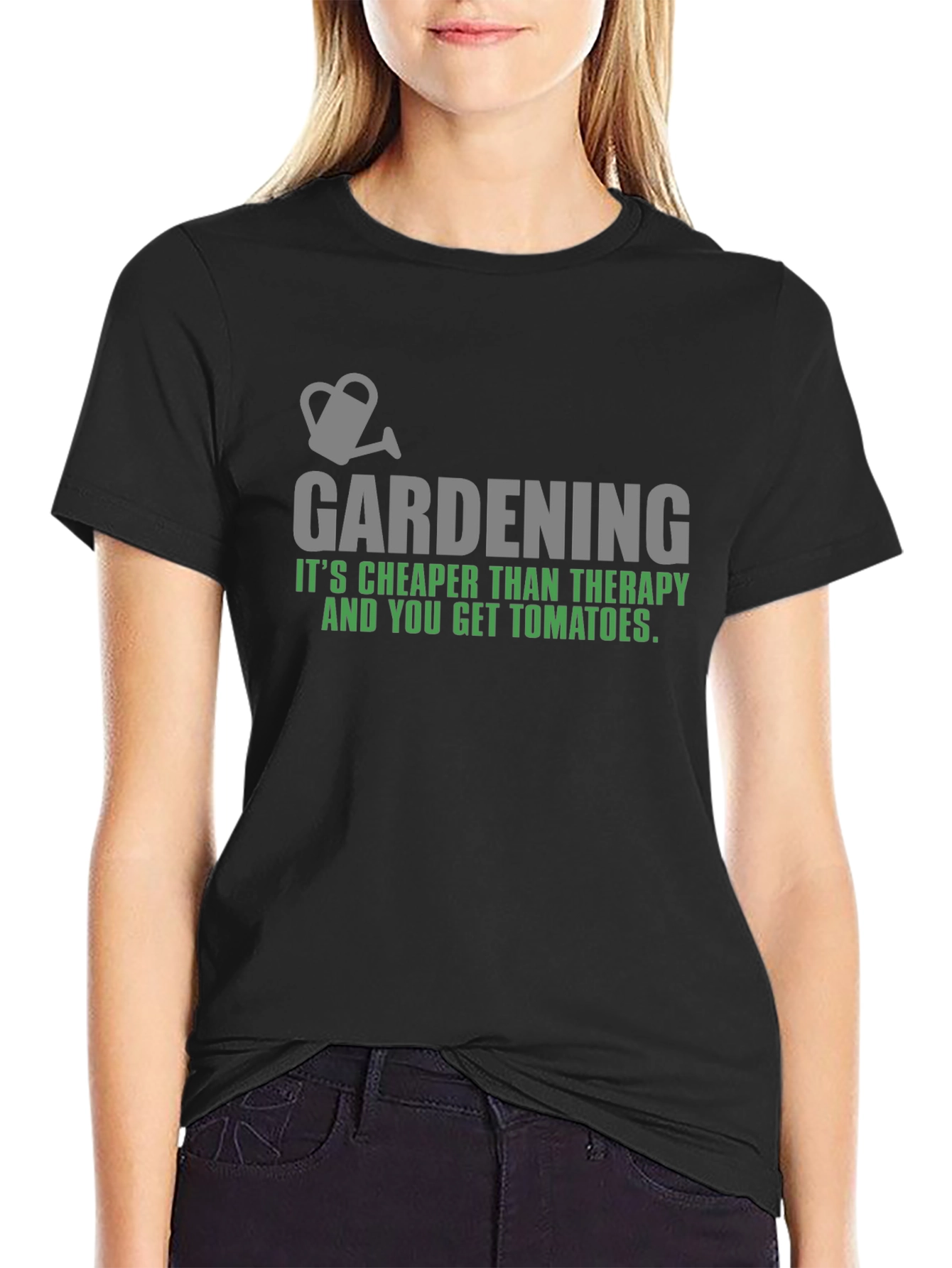 Black Gardening Therapy Tomato T-Shirt view 2