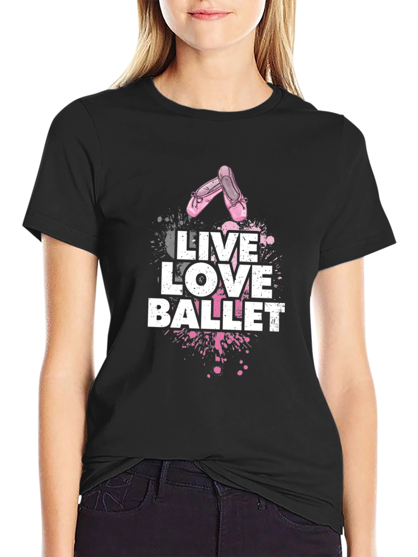Black Live Love Ballet Black Graphic T-Shirt view 2