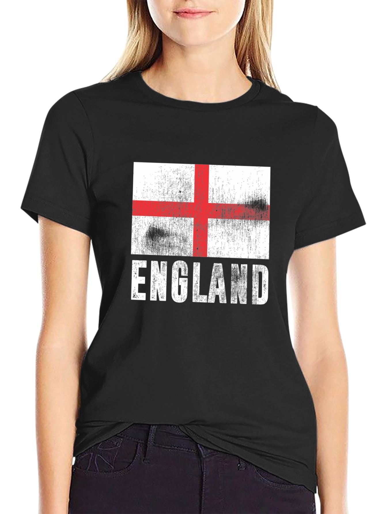 Black England Flag Graphic Tee - Stylish Mens T-Shirt view 2