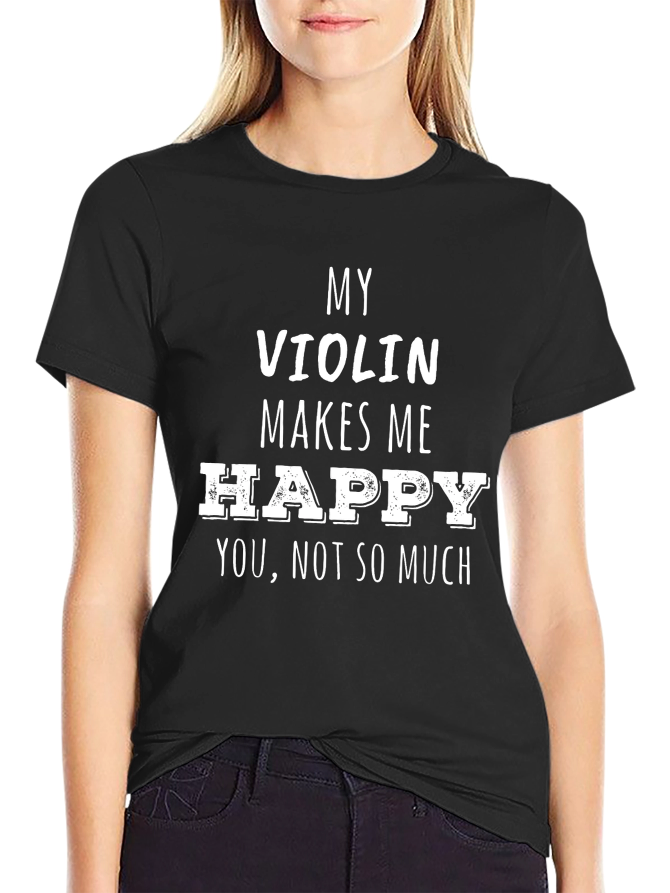 Black My Violin Makes Me Happy Graphic Tee view 2