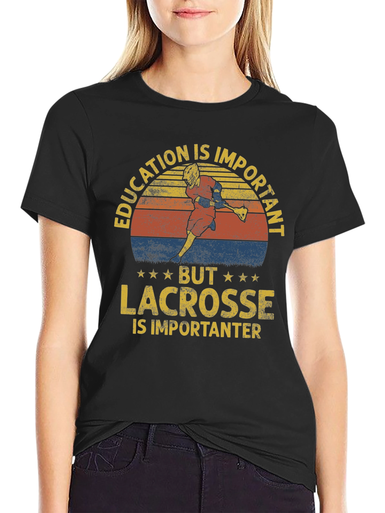 Black Education Important Lacrosse Importanter T-Shirt view 2