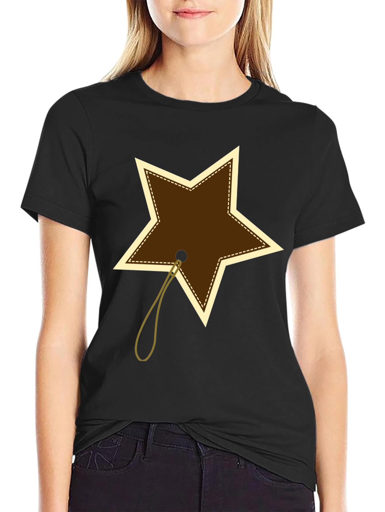 Black Star Tag Graphic Tee - Casual Style view 2