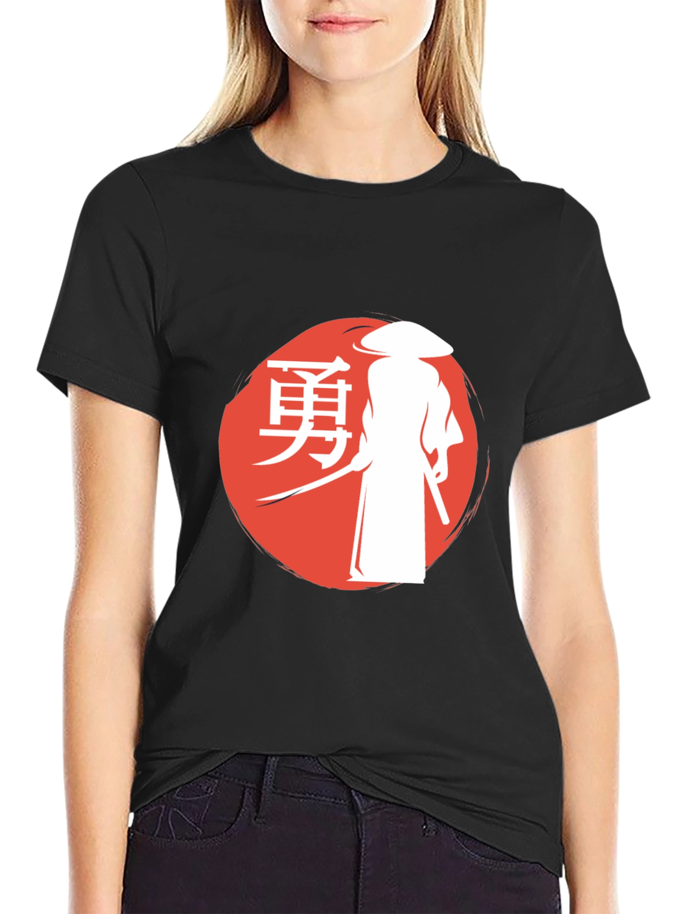 Black Samurai Graphic T-Shirt - Warrior Spirit Design view 2
