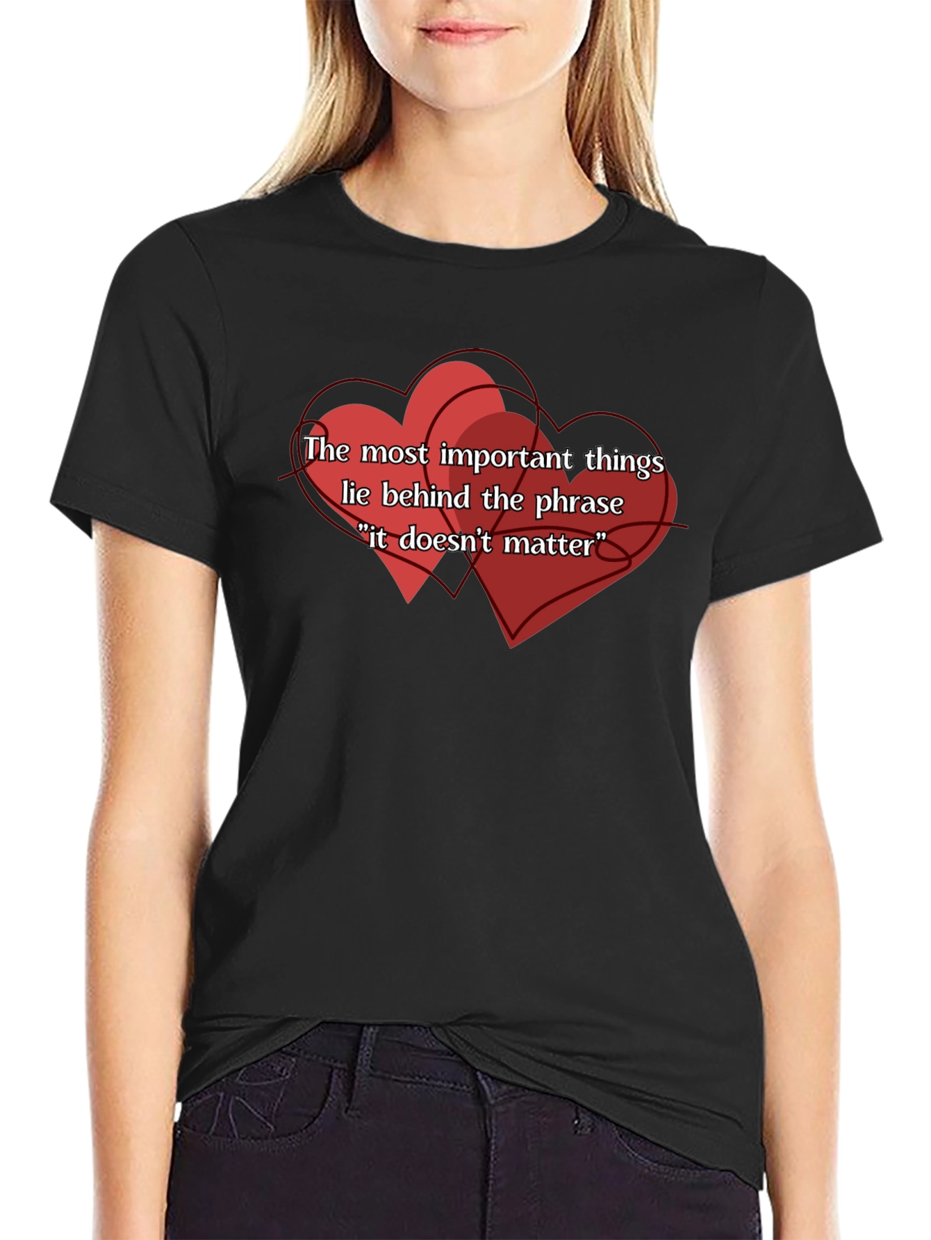Black Important Things Tee - Heart Design view 2