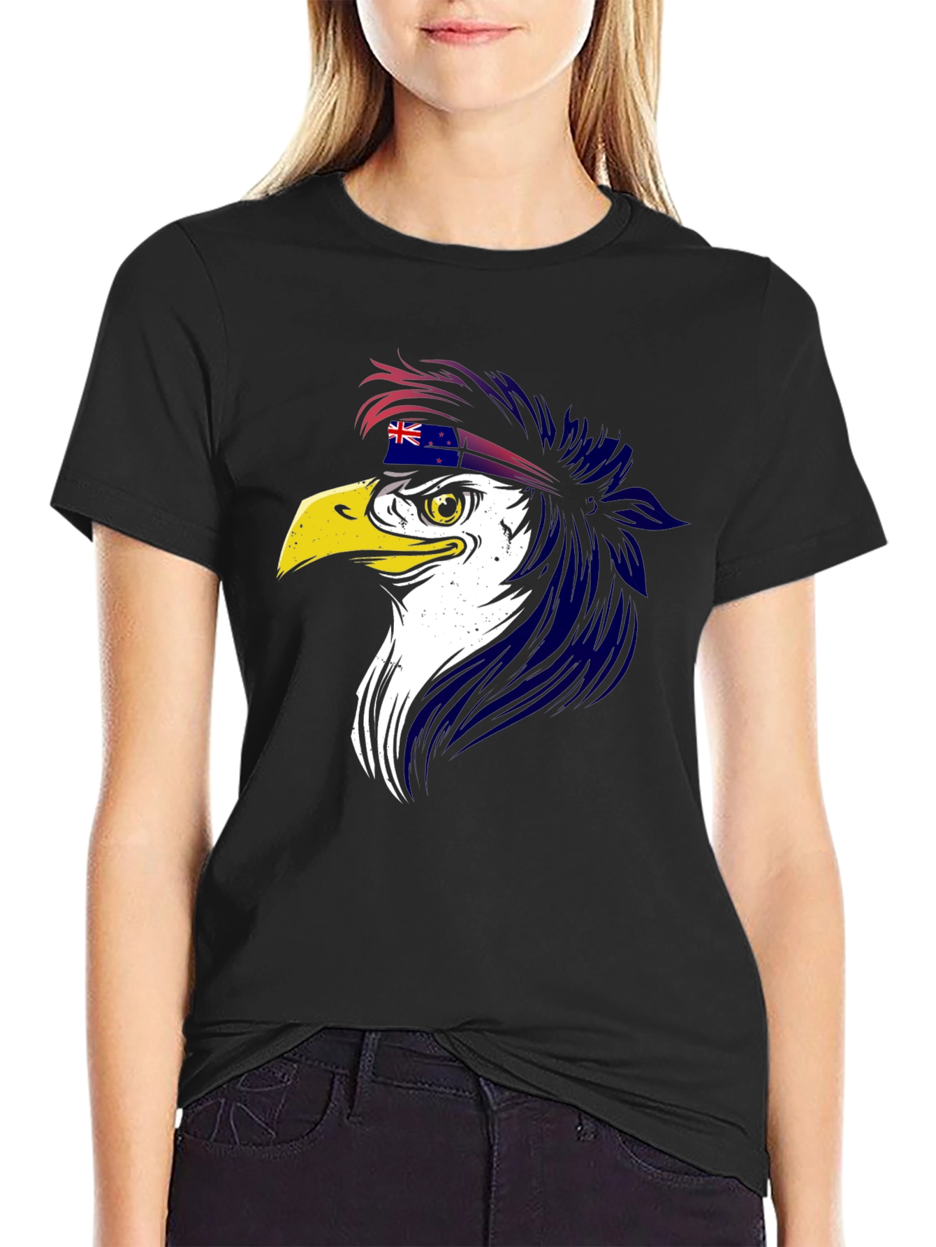 Eagle with New Zealand Flag Headband T-Shirt - 2