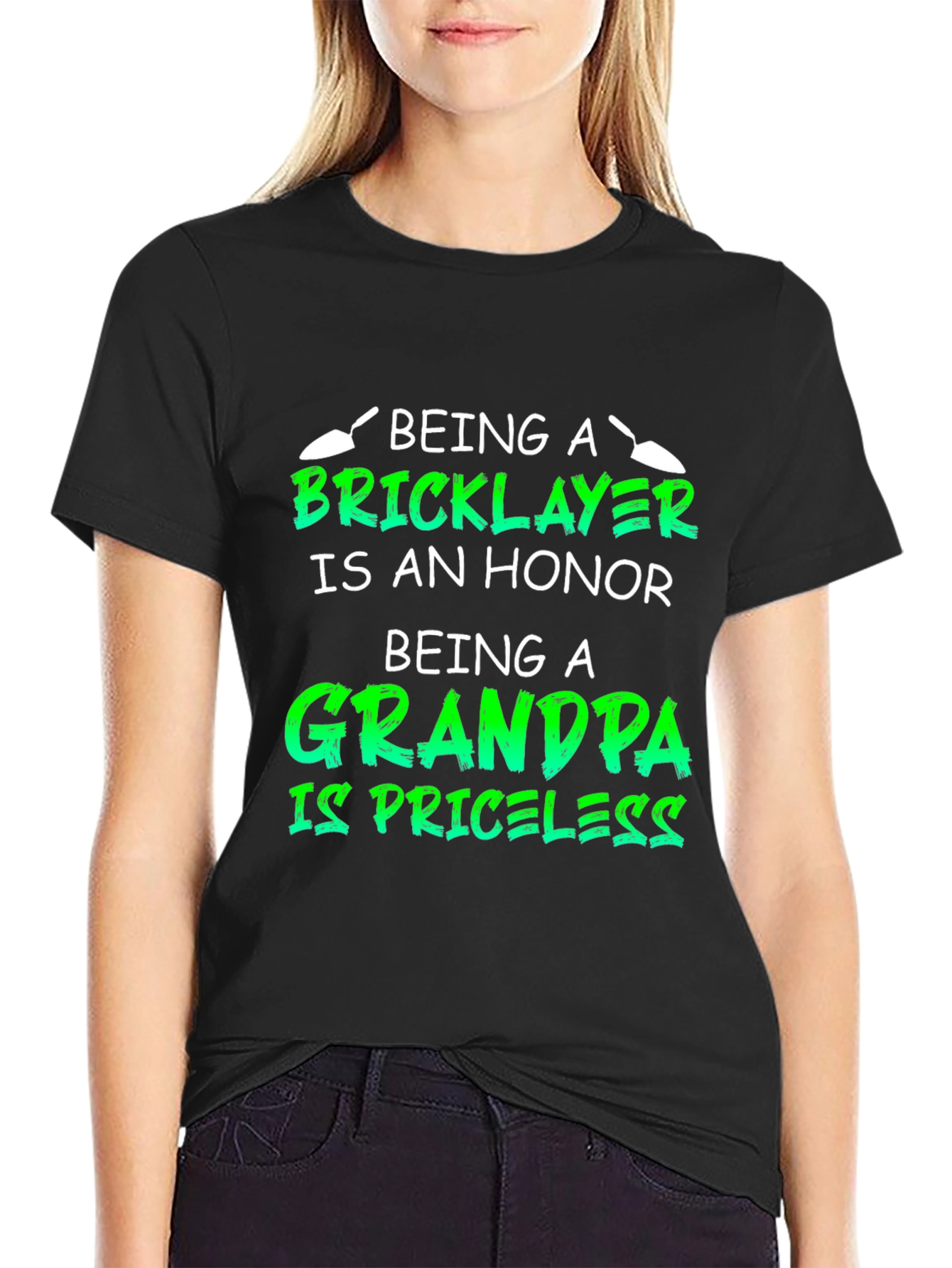 Black Bricklayer Grandpa Honor Priceless Black T-Shirt view 2
