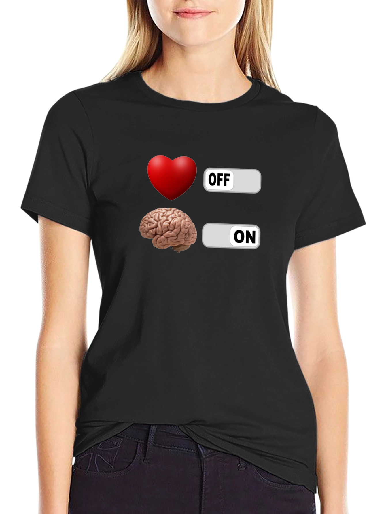 Black Heart Off Brain On Graphic T-Shirt view 2